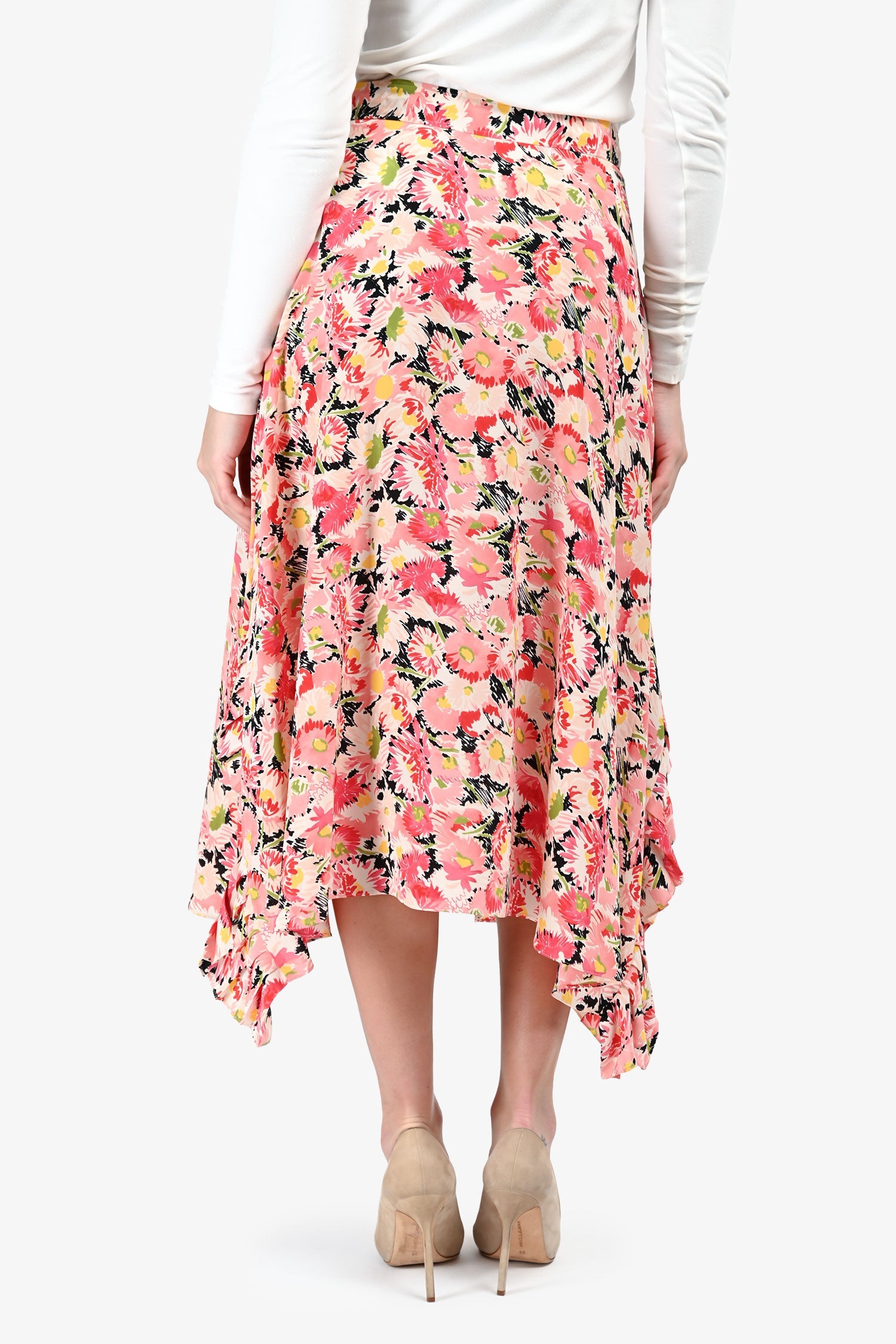 Stella McCartney Pink Silk Floral Maxi Skirt Size 40