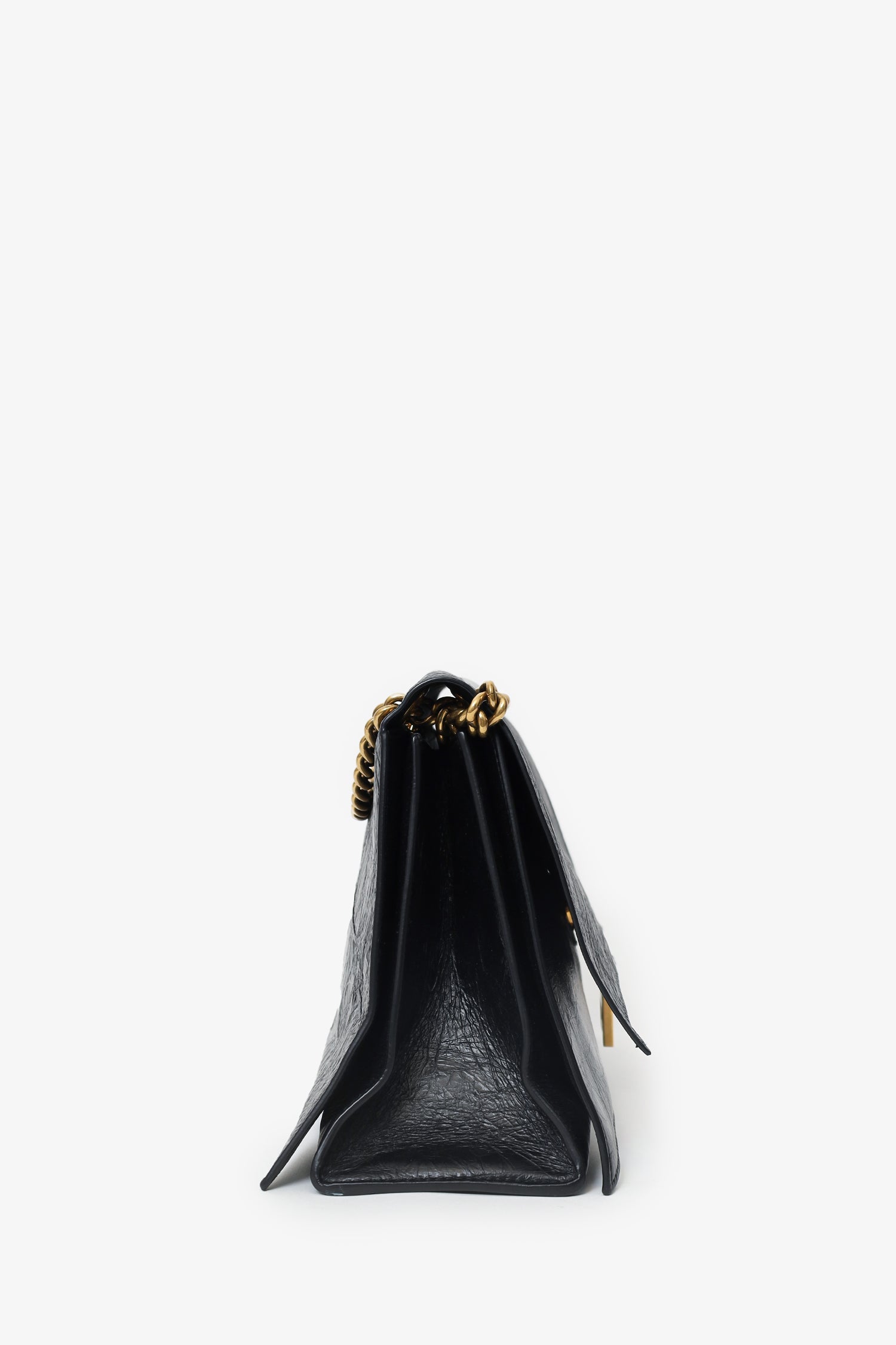 Balenciaga Black Crushed Calfskin Medium Crush Chain Bag