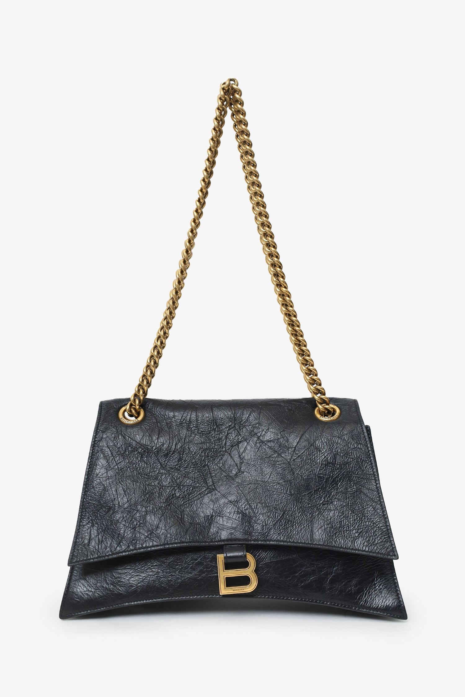 Balenciaga Black Crushed Calfskin Medium Crush Chain Bag