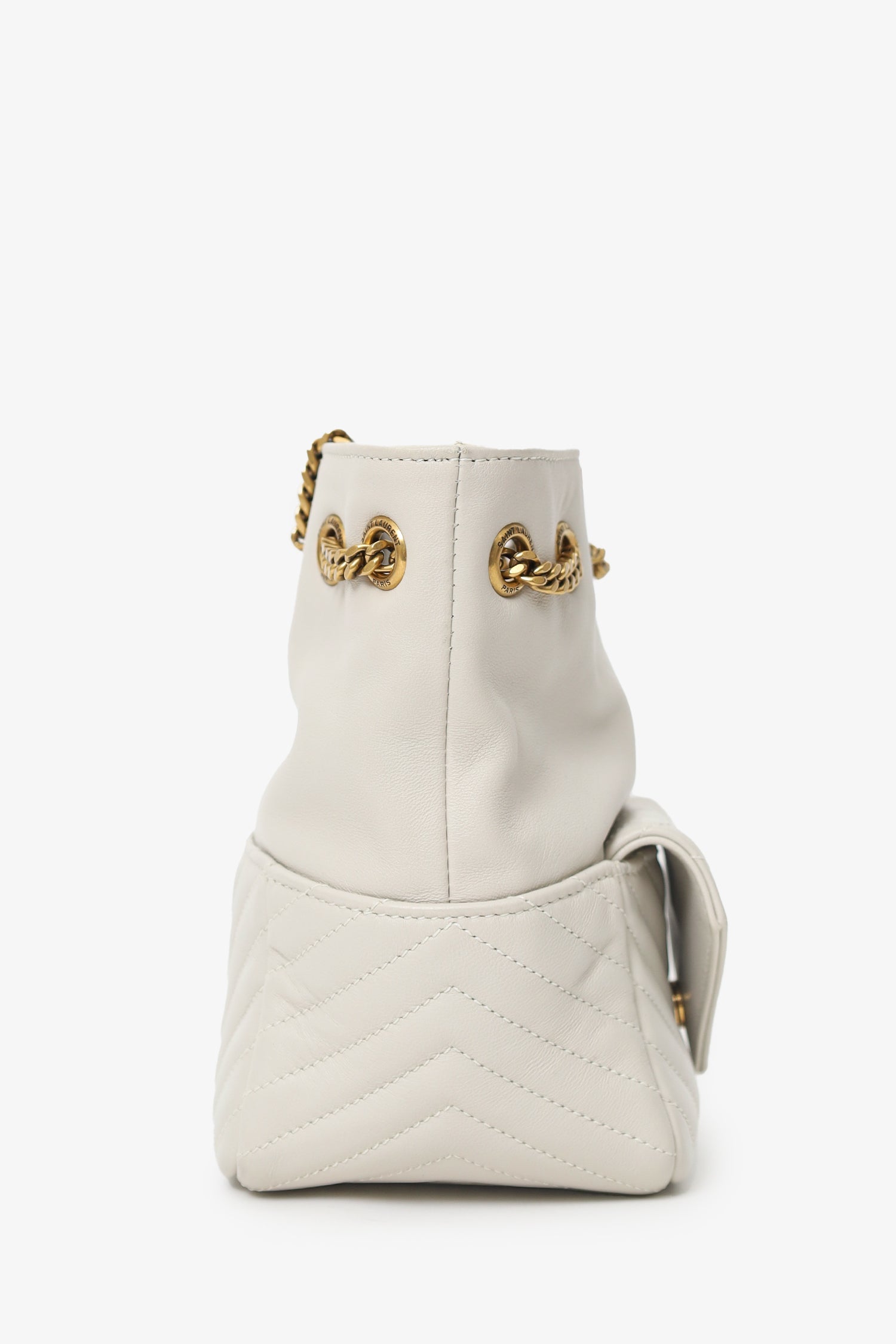 Saint Laurent Light Grey Joy Matelassé Leather Mini Bucket Bag