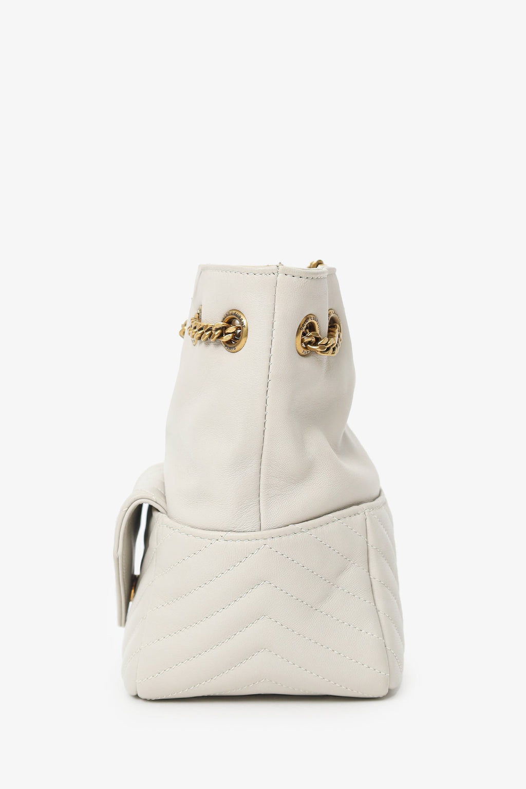 Saint Laurent Light Grey Joy Matelassé Leather Mini Bucket Bag