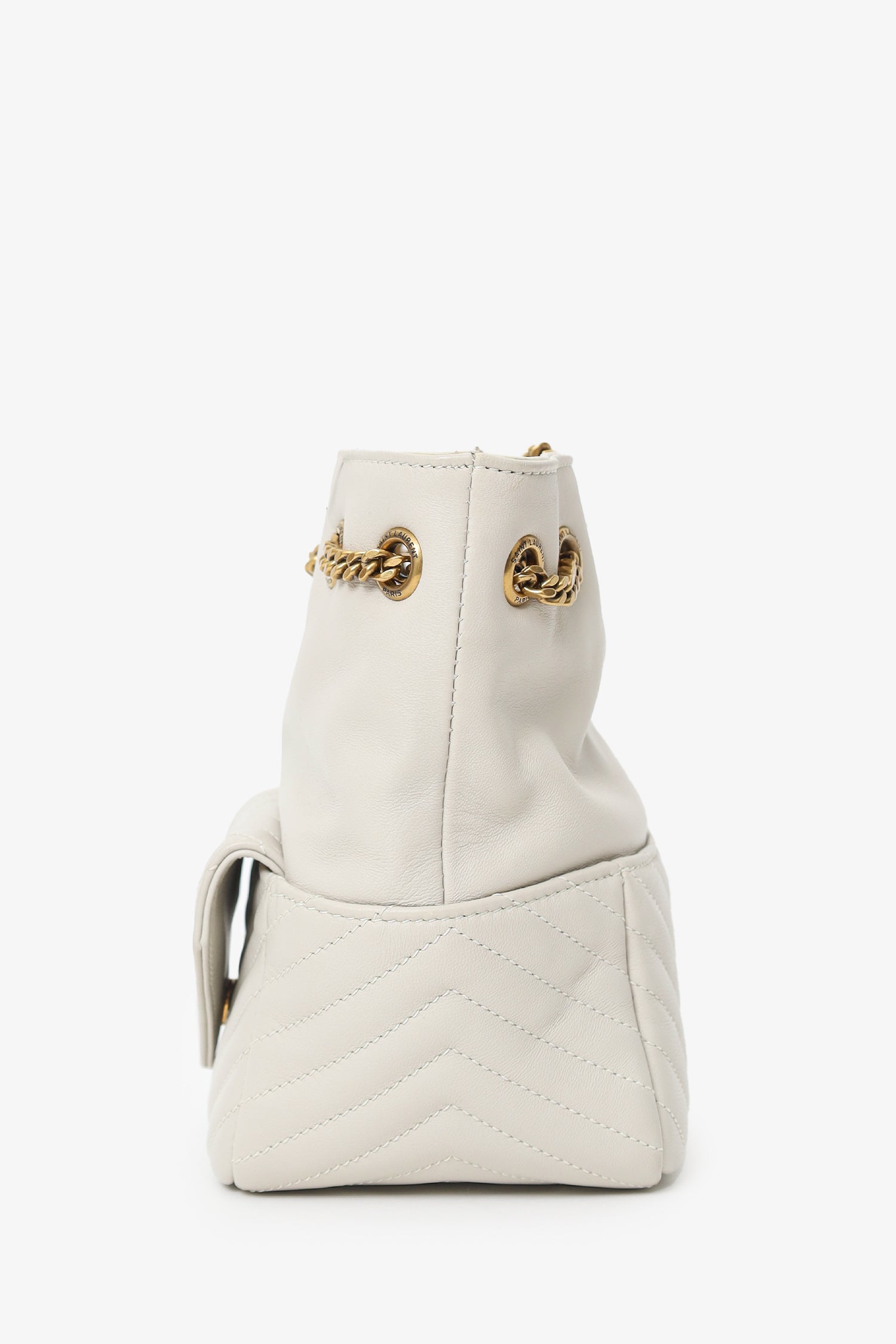 Saint Laurent Light Grey Joy Matelassé Leather Mini Bucket Bag