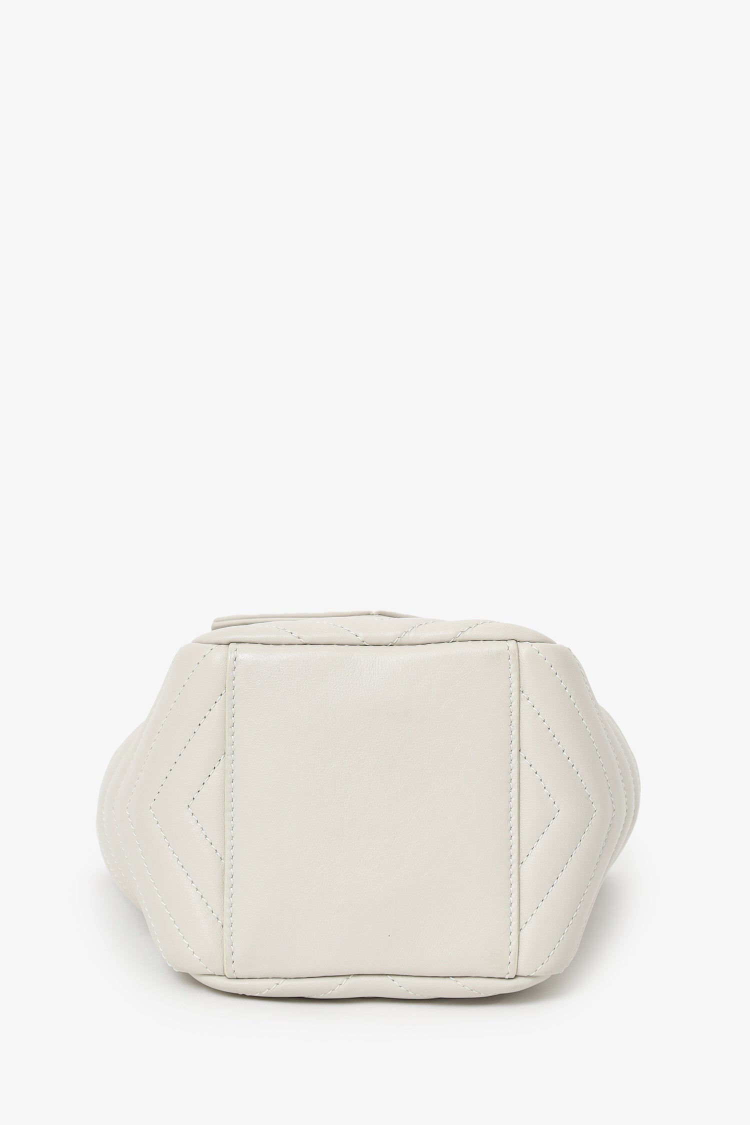 Saint Laurent Light Grey Joy Matelassé Leather Mini Bucket Bag