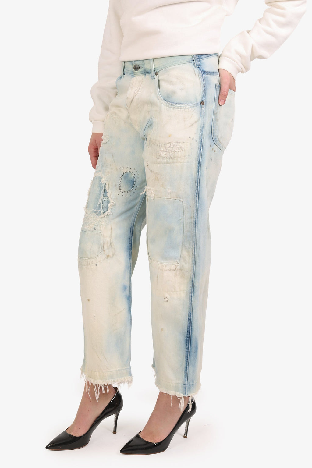MM6 Maison Margiela Blue Denim Distressed Jeans Size 40