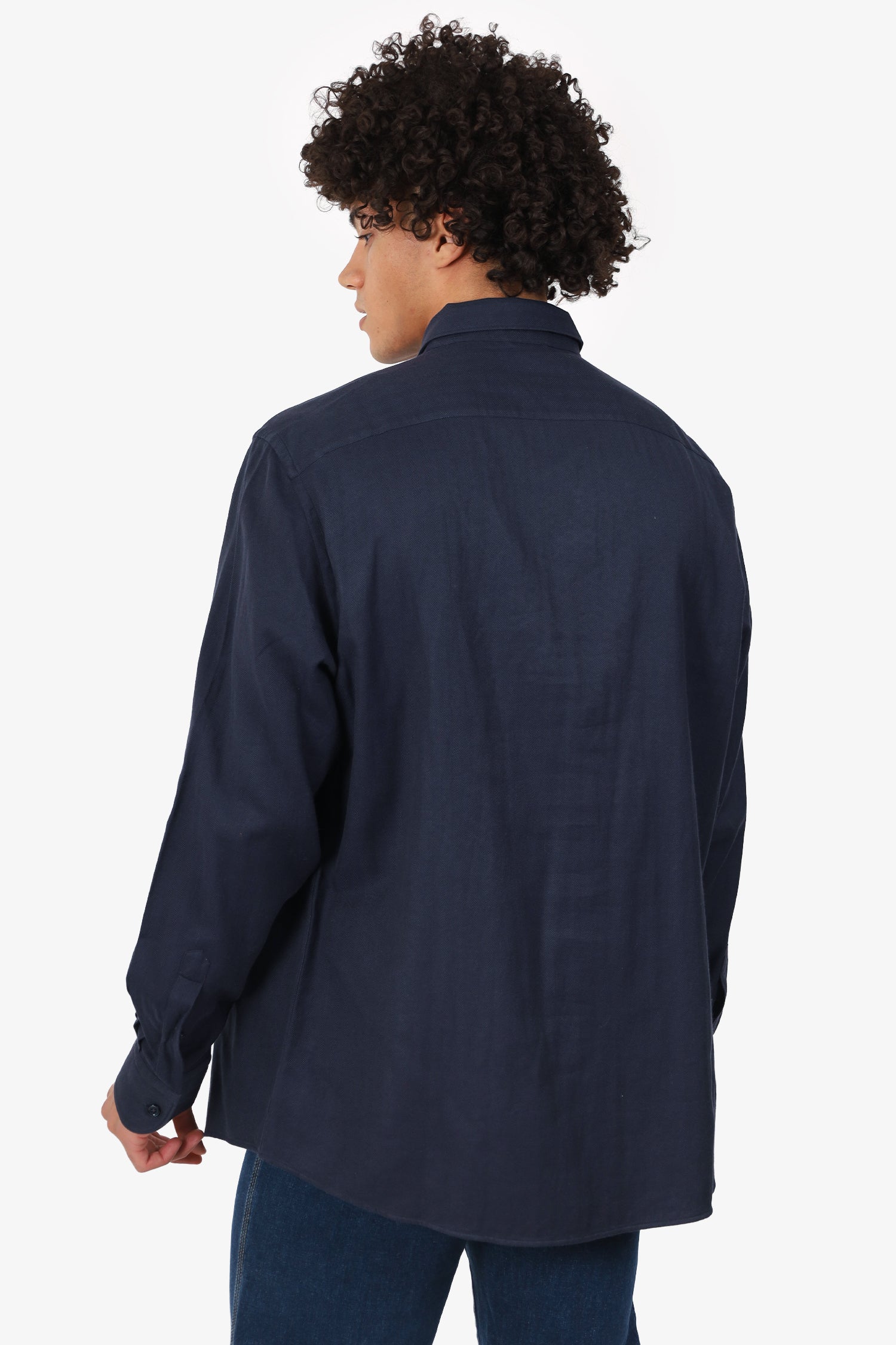 Ermenegildo Zegna Navy Cotton/Cashmere Button Down Shirt Size XXL Mens