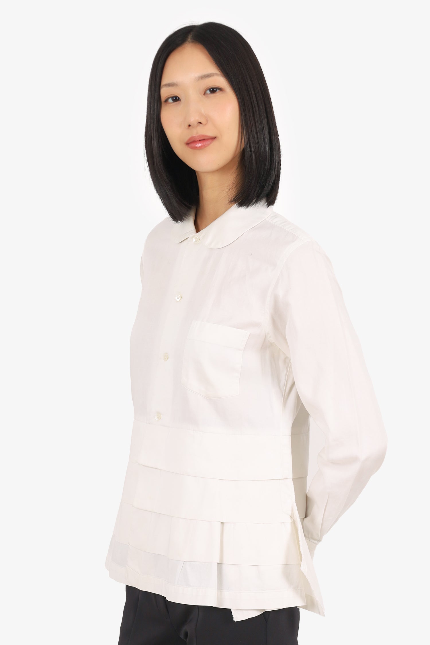 Comme De Garcon White Tiered Button Up Shirt Size M