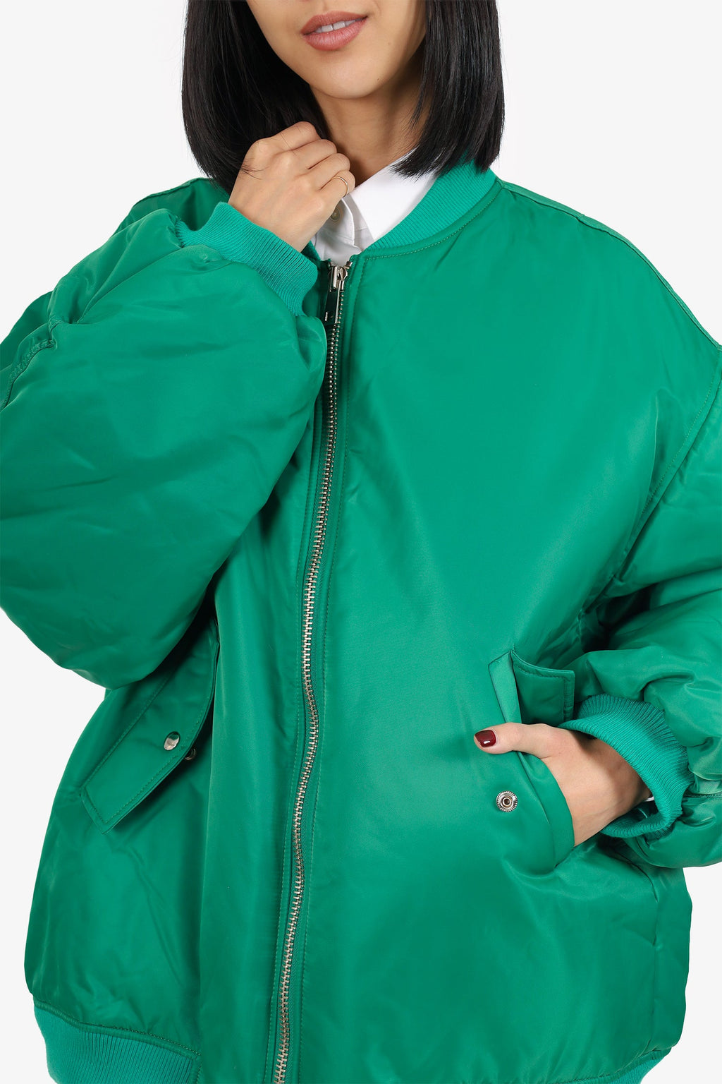 The Frankie Shop Green Nylon 'Astra Technical' Bomber Jacket Size M/L