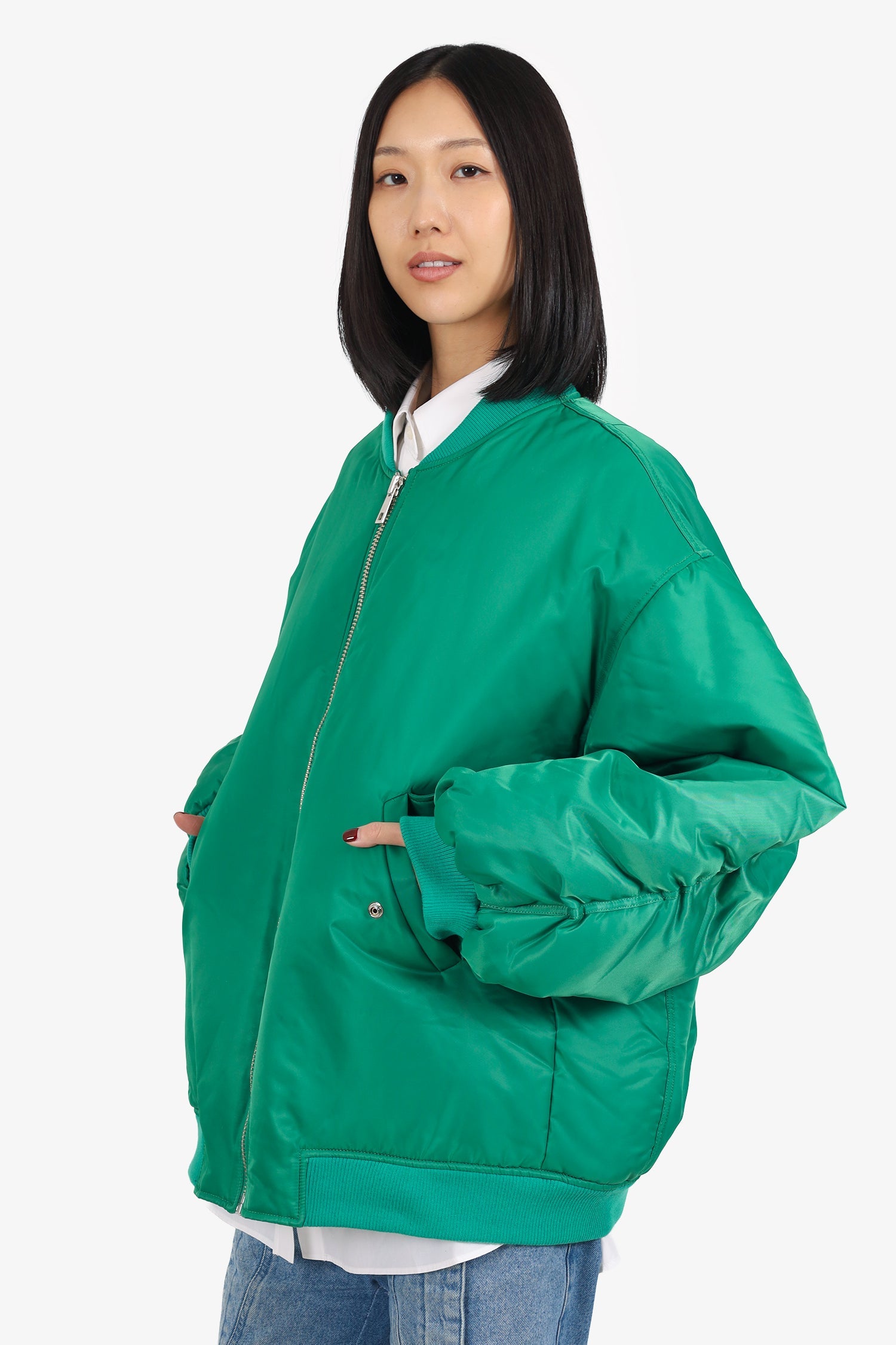 The Frankie Shop Green Nylon 'Astra Technical' Bomber Jacket Size M/L