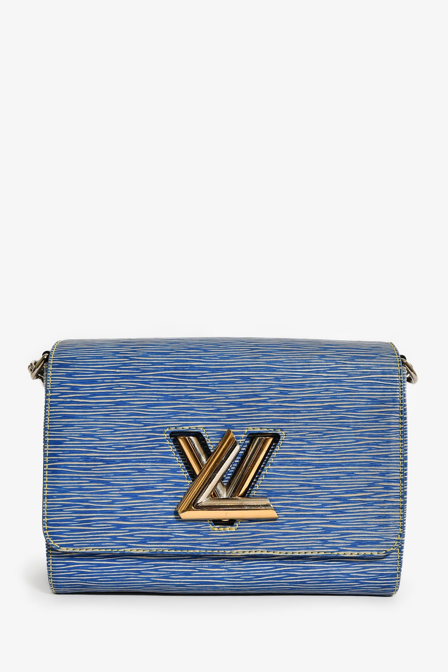 Louis Vuitton 2015 Blue Denim Epi Leather 'Twist' MM Shoulder Bag