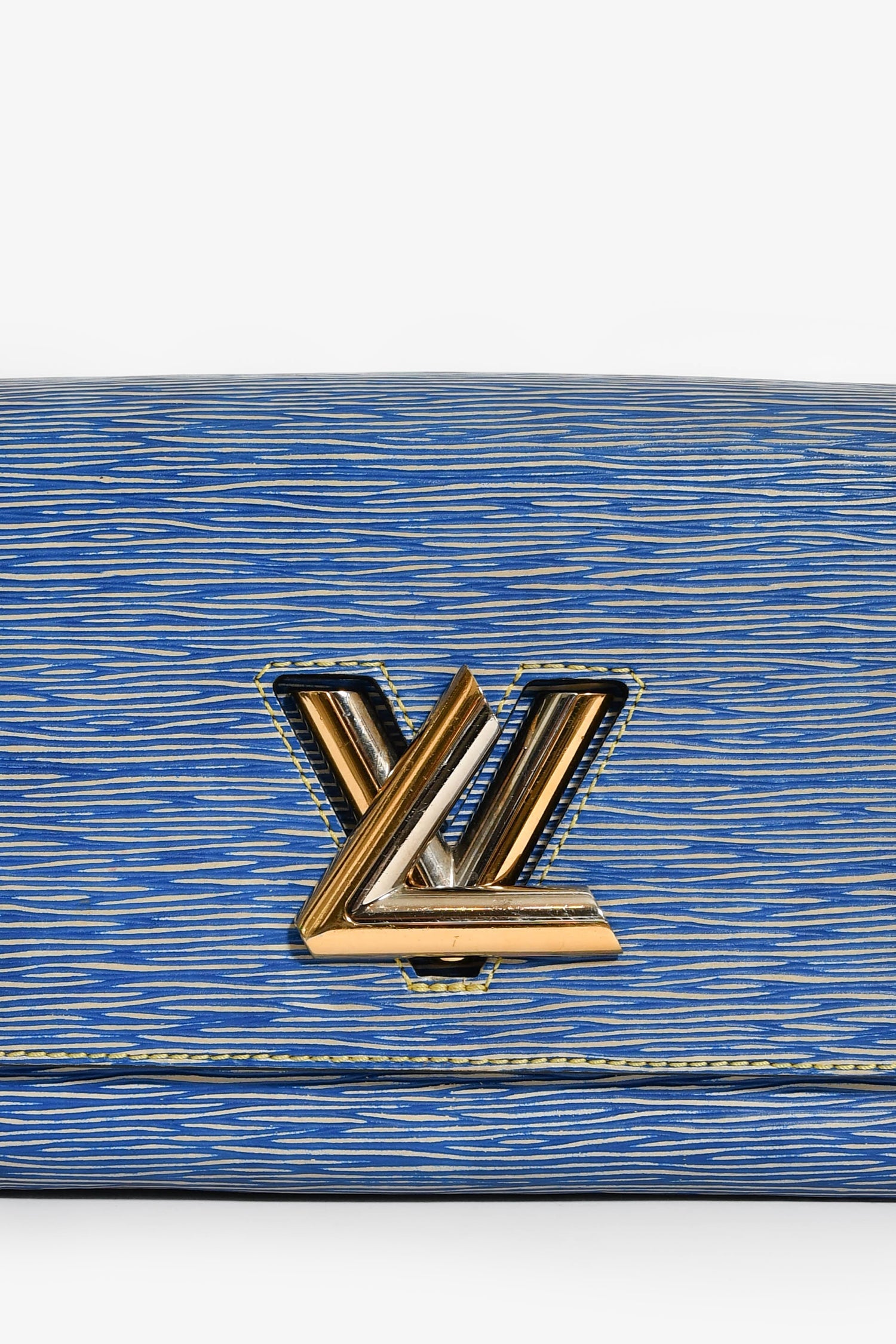 Louis Vuitton 2015 Blue Denim Epi Leather 'Twist' MM Shoulder Bag