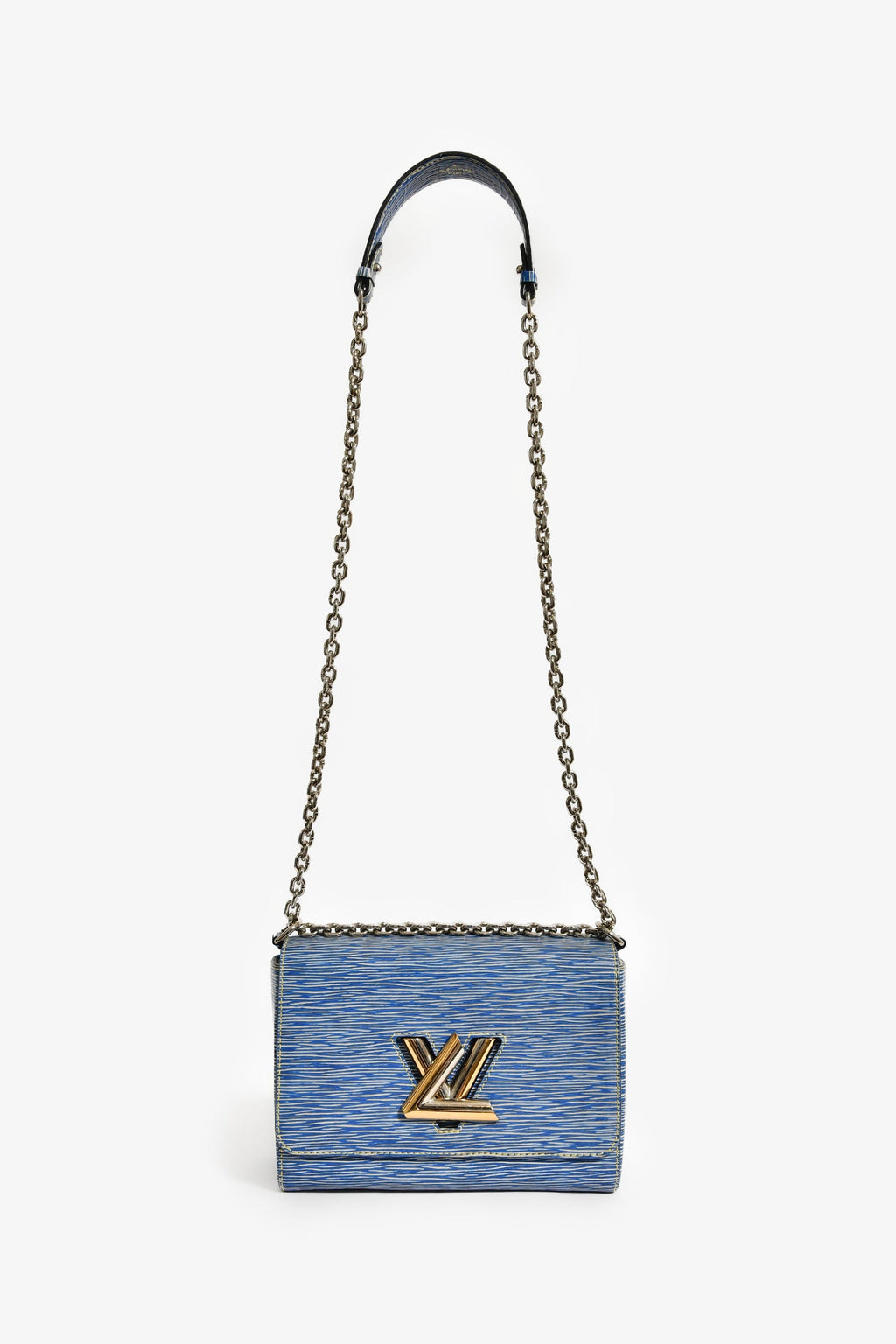 Louis Vuitton 2015 Blue Denim Epi Leather 'Twist' MM Shoulder Bag