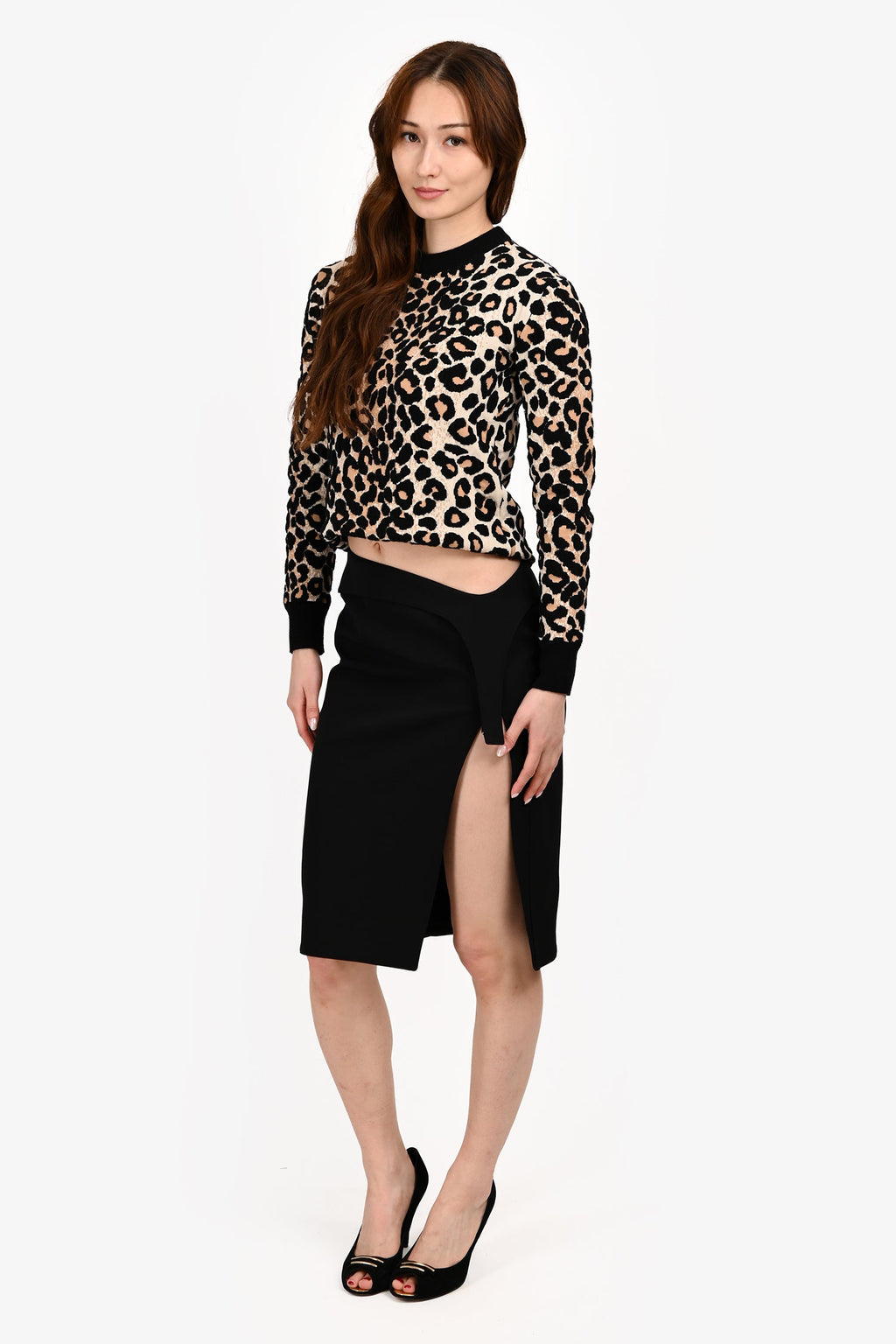 Mugler Black Knee-Length Pencil Skirt With Slit Size 34