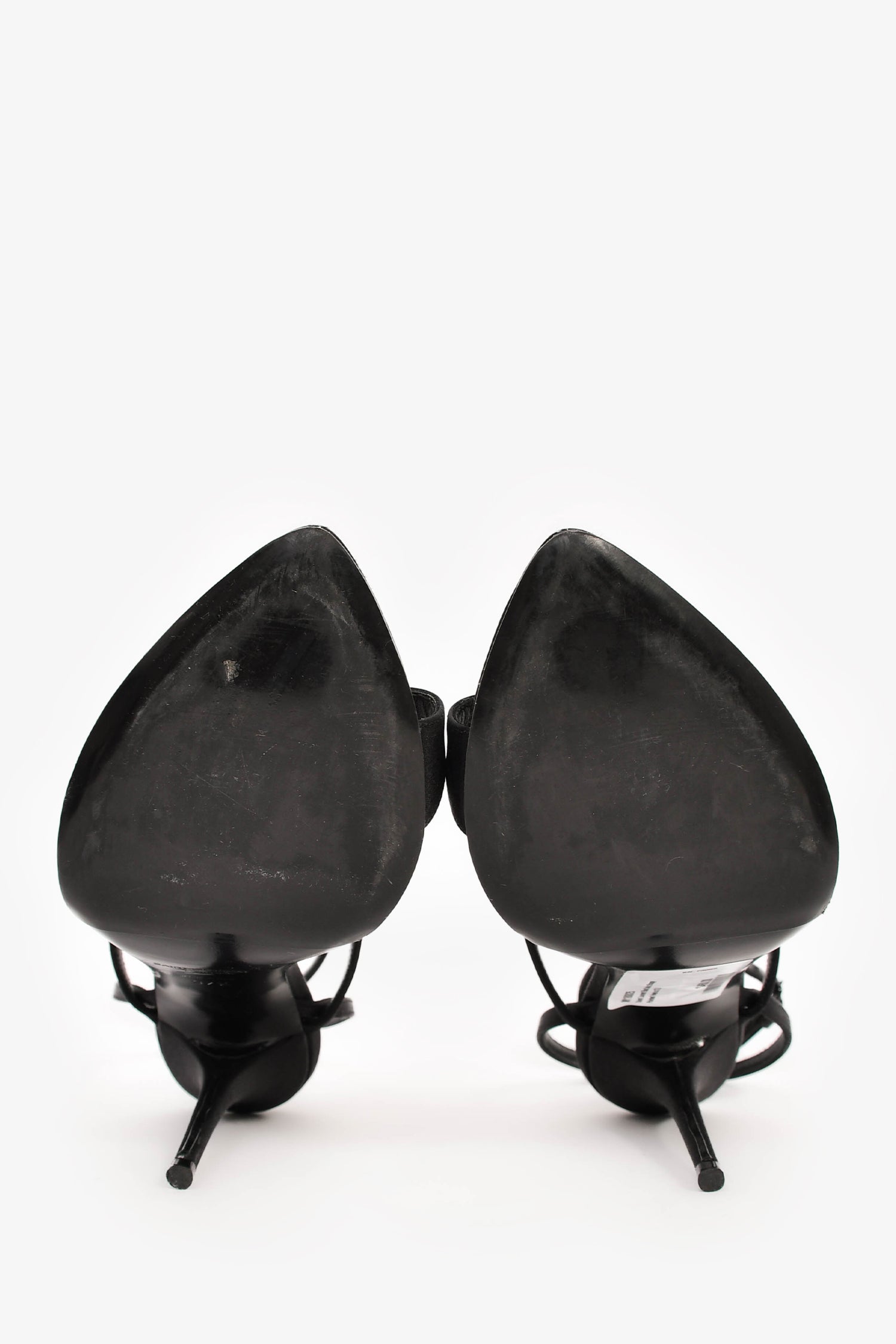 Saint Laurent Black Satin Strappy Pointed Heels Size 37.5