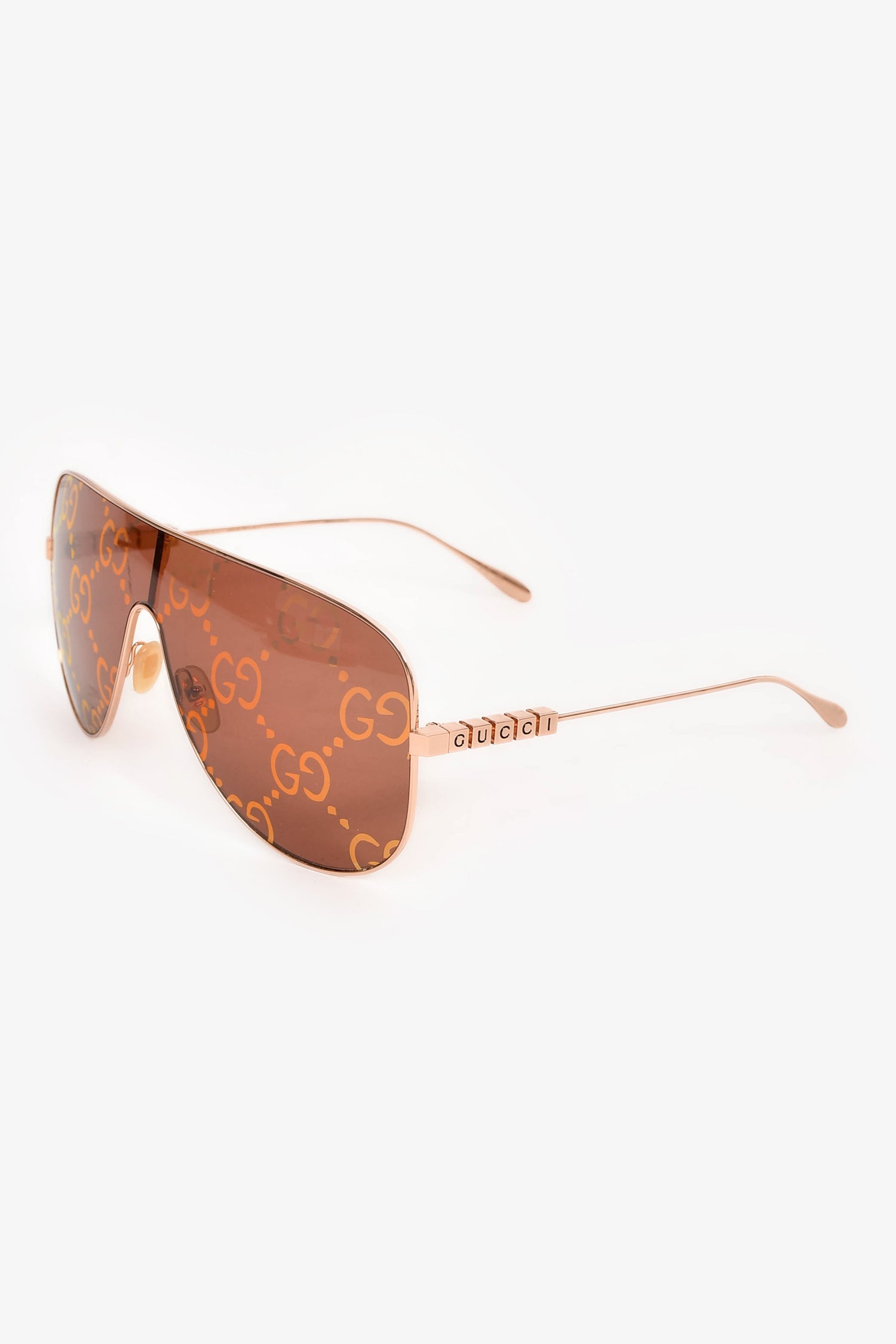 Gucci Rose Gold Monogram Tint Aviator Sunglasses