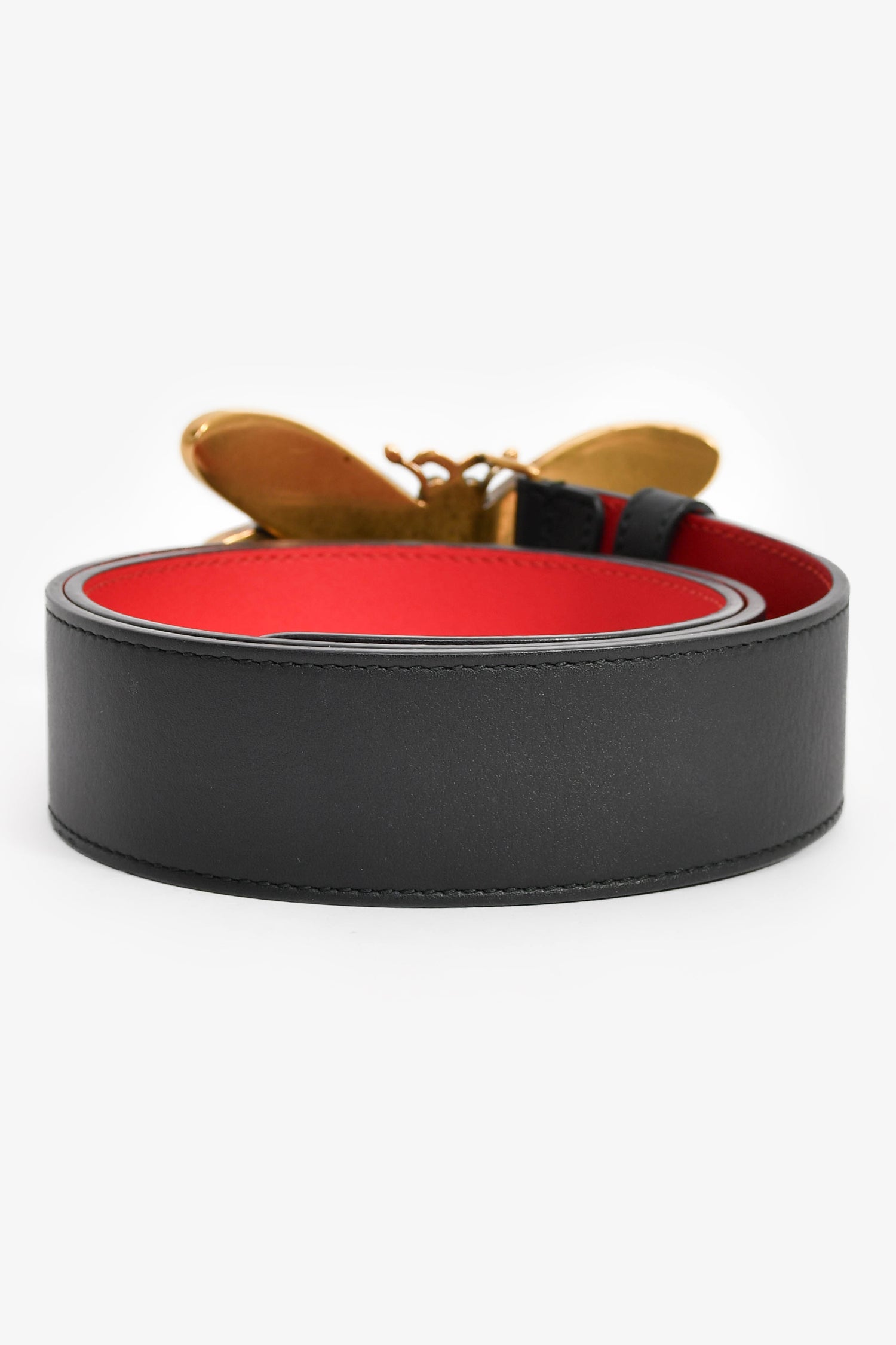 Gucci Black Leather Jewel Bee 'Sylvie ' Belt Size 110
