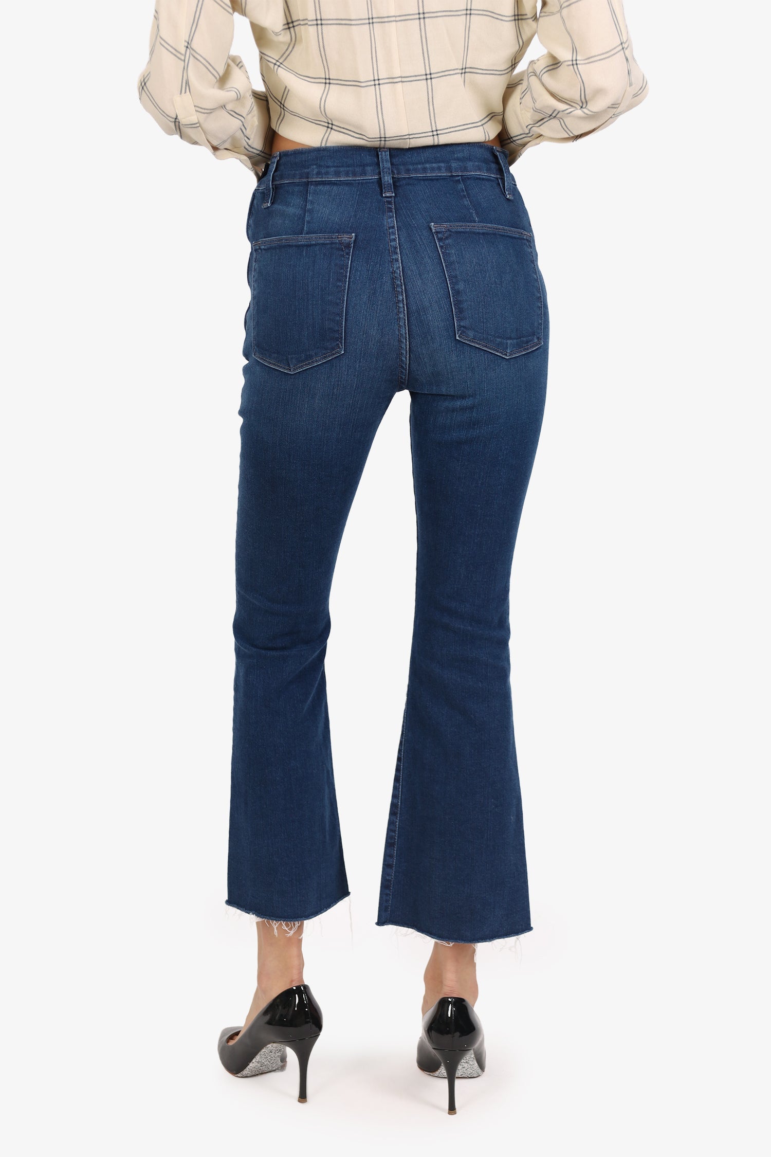 Frame Blue Denim Pocket Front Flared Jeans Size 27