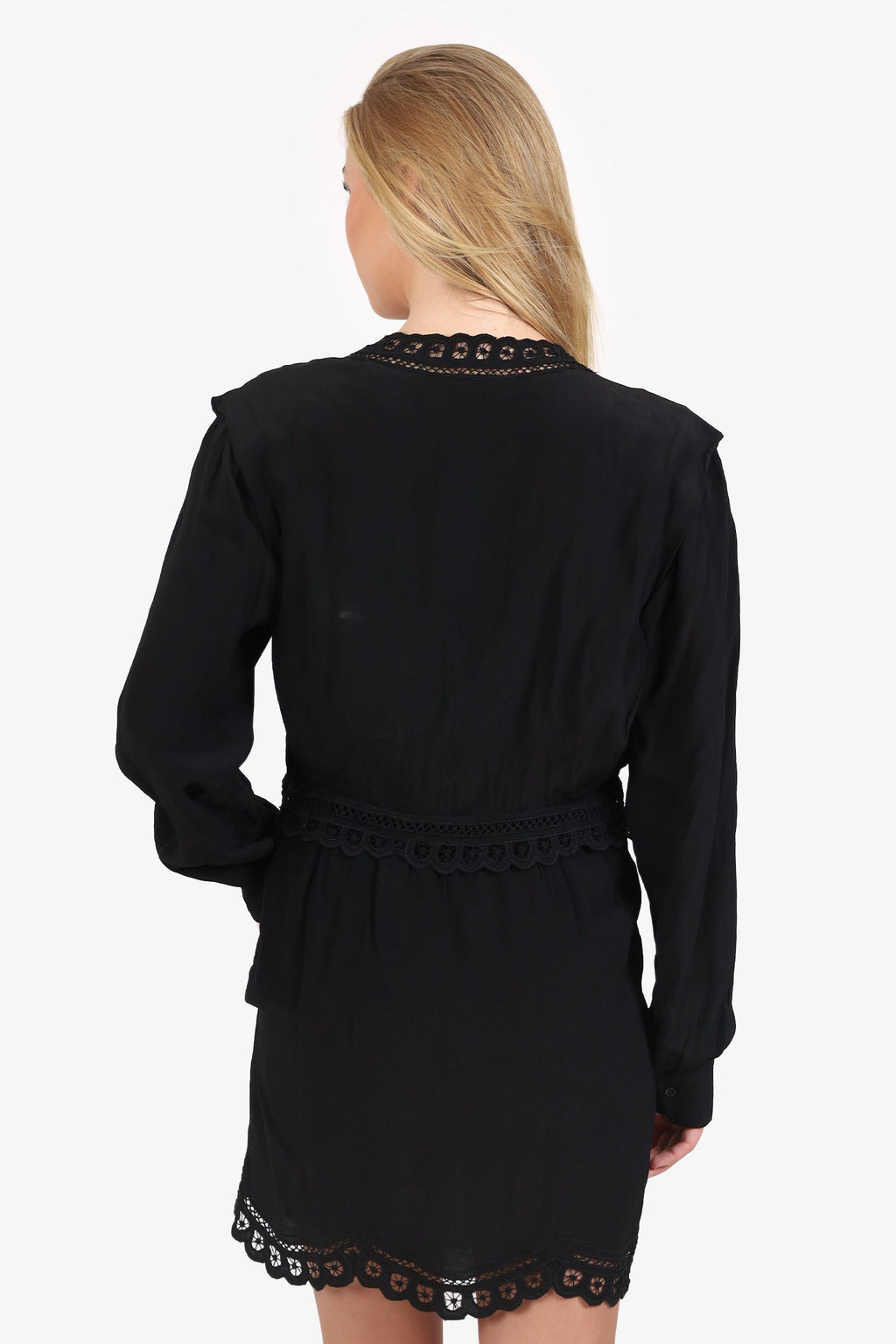 Marant Etoile Black Felie Lace-Trimmed Mini Dress Size 40