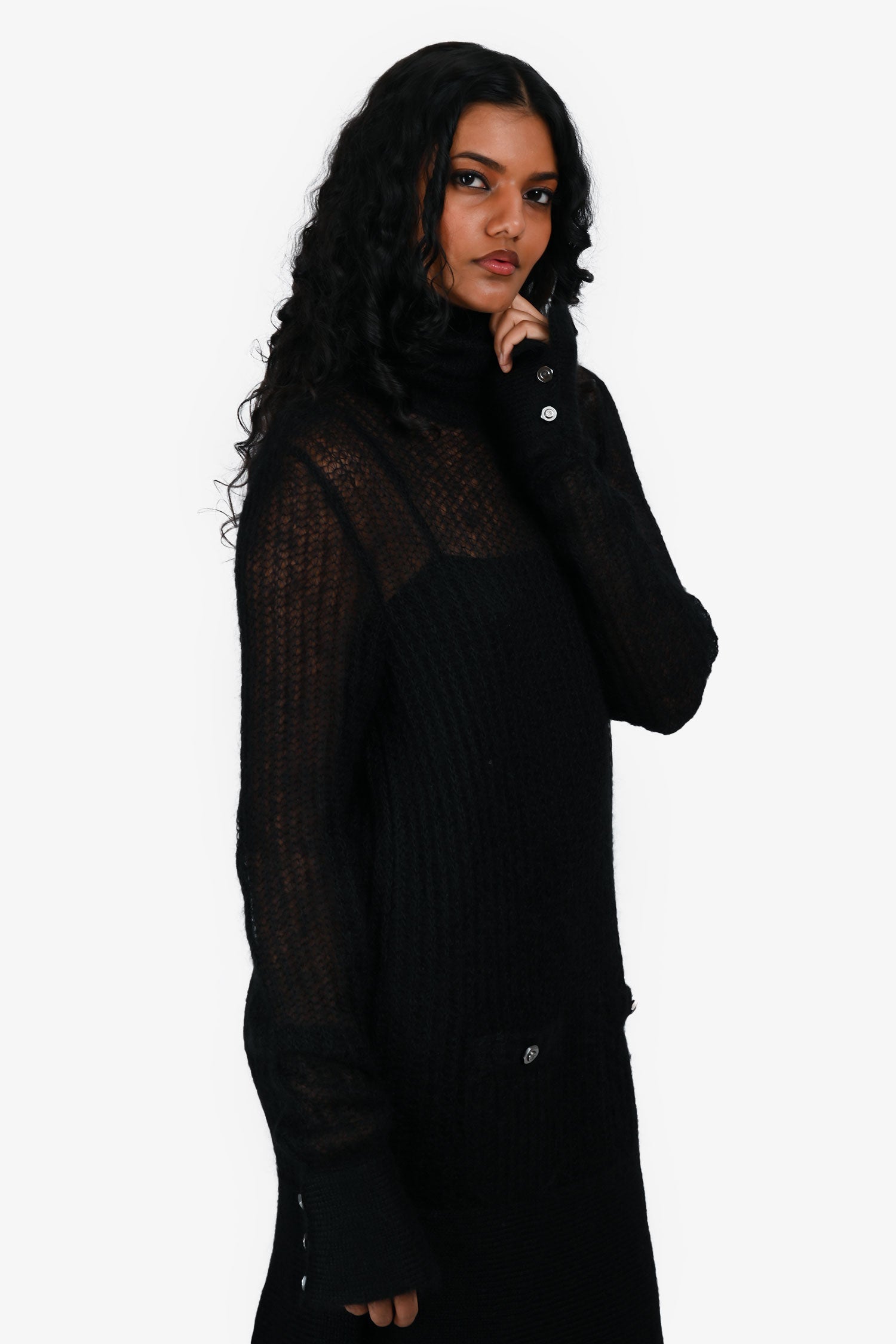 Pre-Loved Chanel™ Black Mohair Long Sleeve Turtleneck Mid Length Sweater Dress Size 38