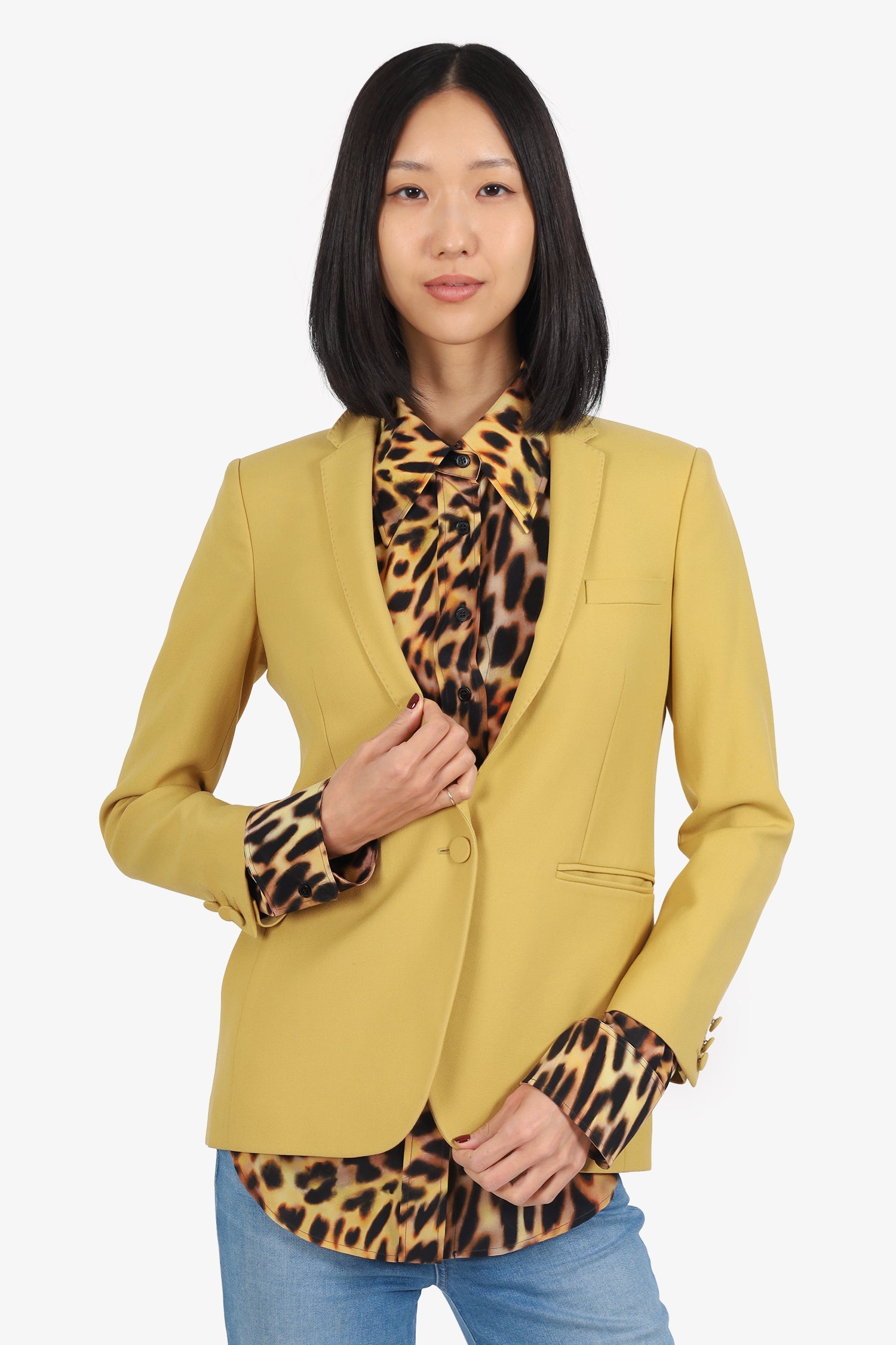 Gucci Yellow Wool Single Breasted Blazer Size 40