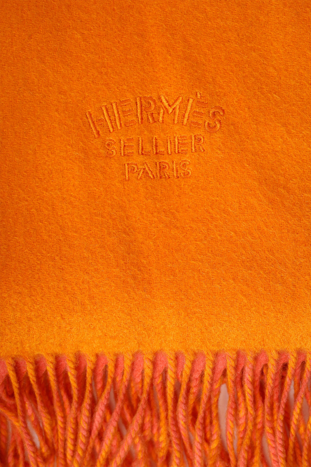 Hermès Orange/Pink Cashmere Double Face Stole