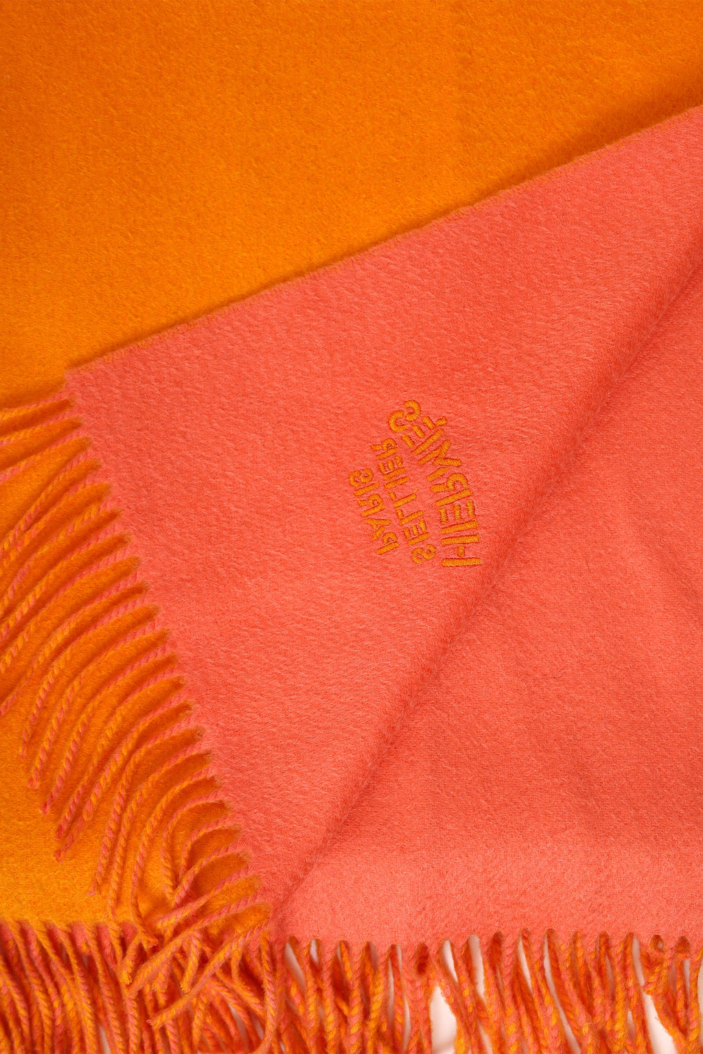 Hermès Orange/Pink Cashmere Double Face Stole