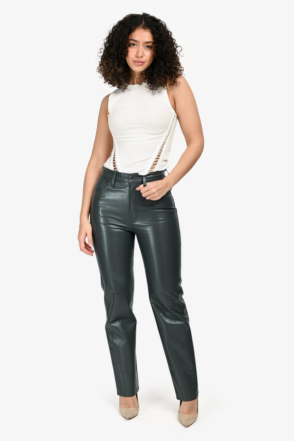 Agolde Grey Recycled Leather '90's Pinch Waist' Pants Size 26