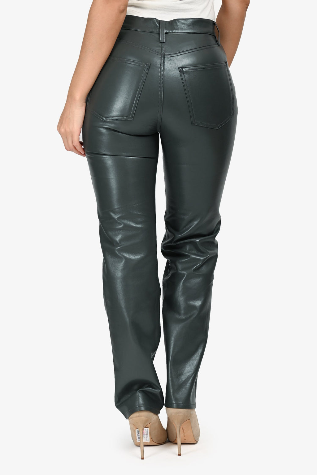 Agolde Grey Recycled Leather '90's Pinch Waist' Pants Size 26