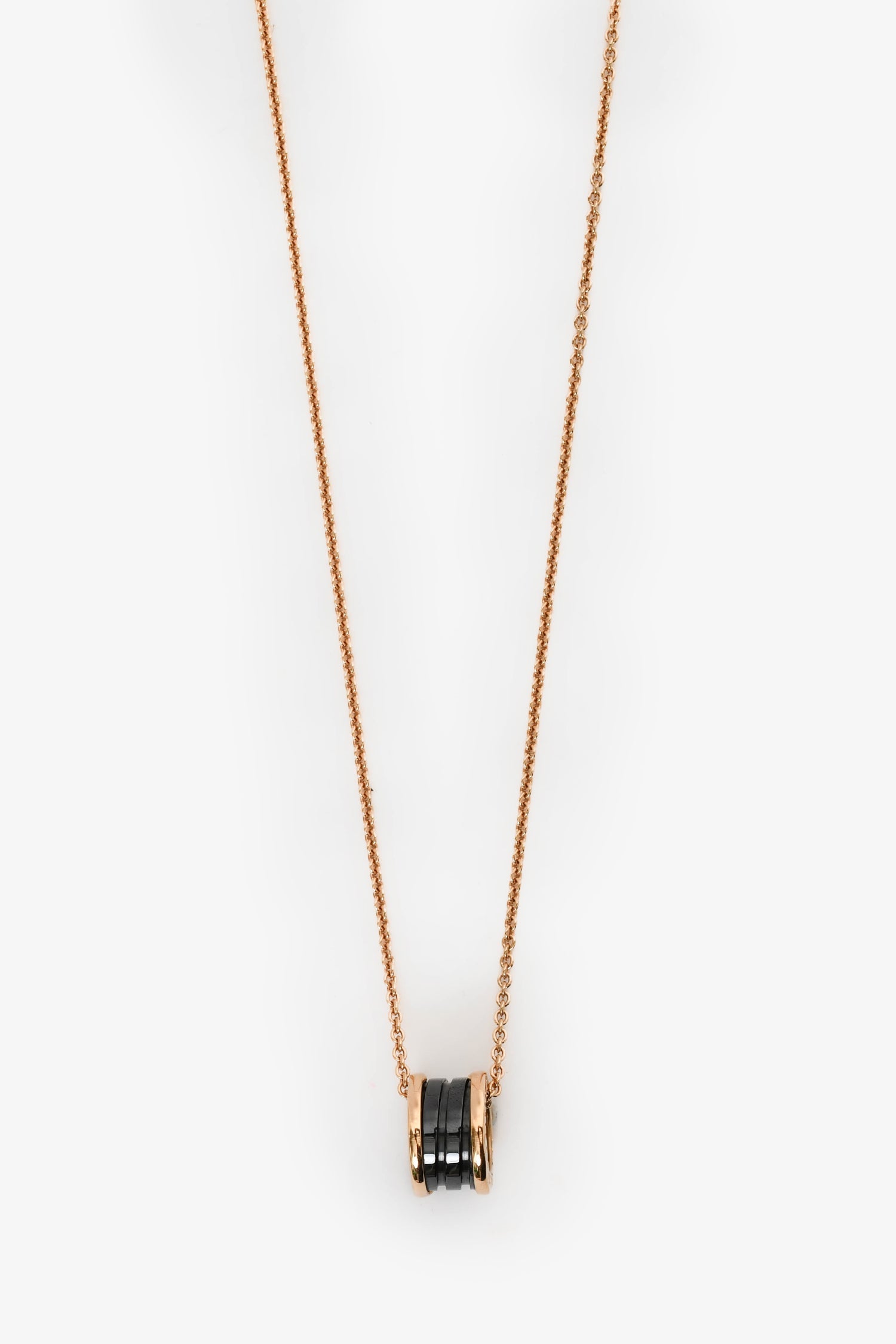 Bvglari 18K Rose Gold/Black 'B.Zero1' Ring Necklace