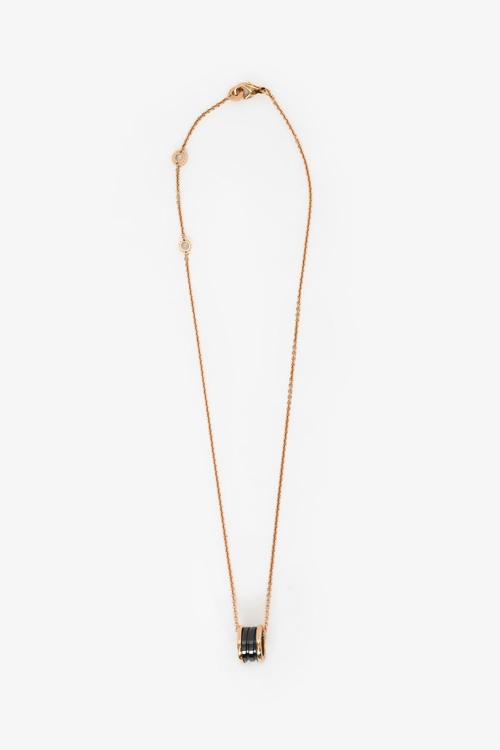 Bvglari 18K Rose Gold/Black 'B.Zero1' Ring Necklace