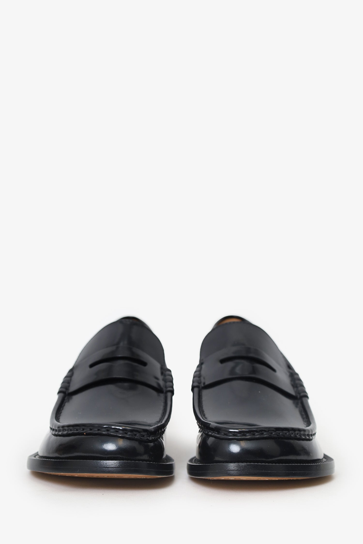 Loewe Black Campo Leather Penny Loafers Size 36