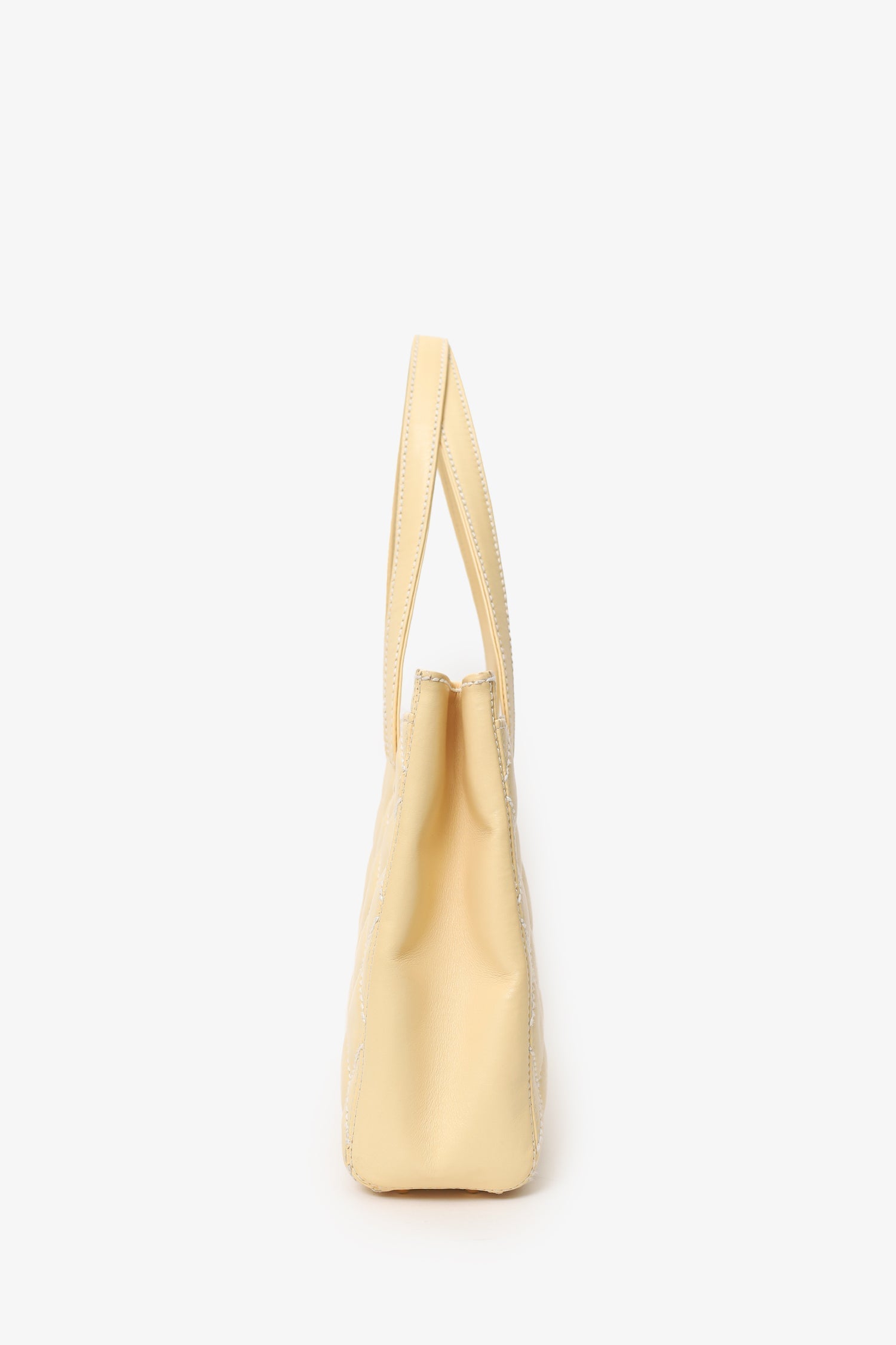 Pre-Loved Chanel™ 2004-05 Beige Leather Wild Stitch Surpique Tote Bag