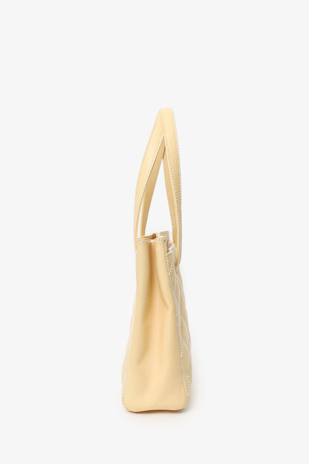 Pre-Loved Chanel™ 2004-05 Beige Leather Wild Stitch Surpique Tote Bag