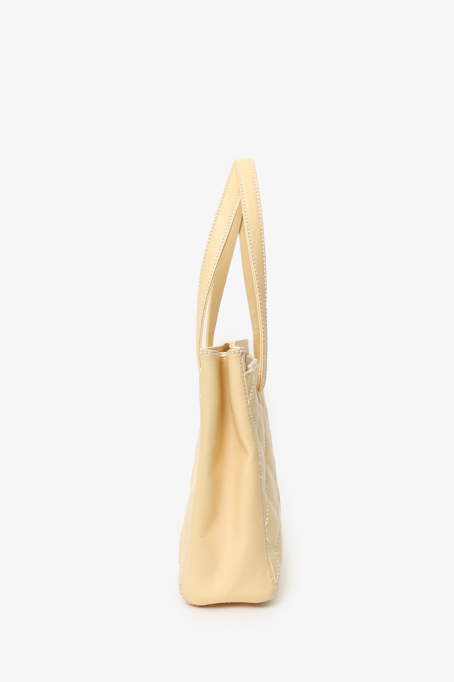 Pre-Loved Chanel™ 2004-05 Beige Leather Wild Stitch Surpique Tote Bag