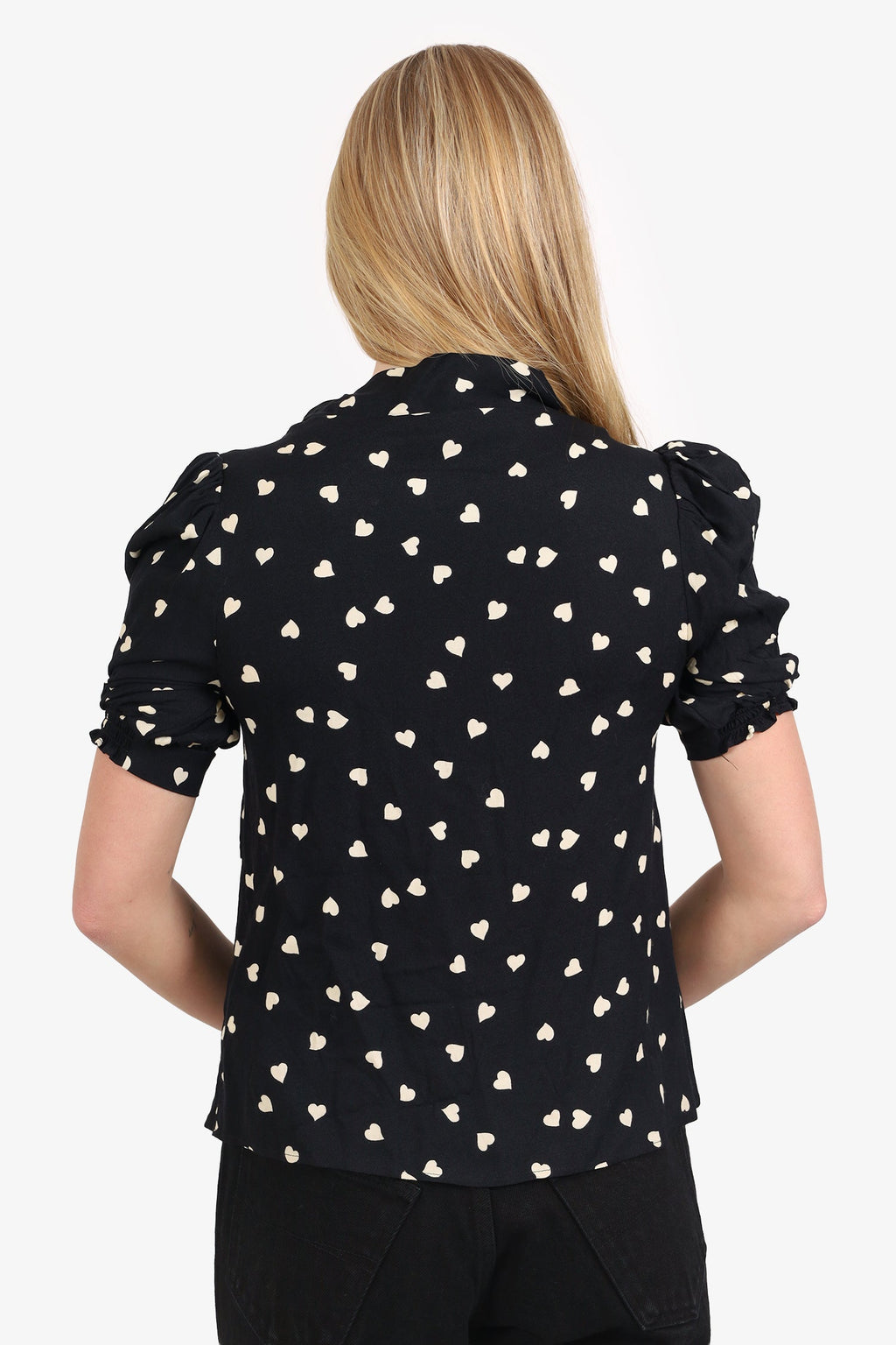 Reformation Black/White Heart Blouse Size S