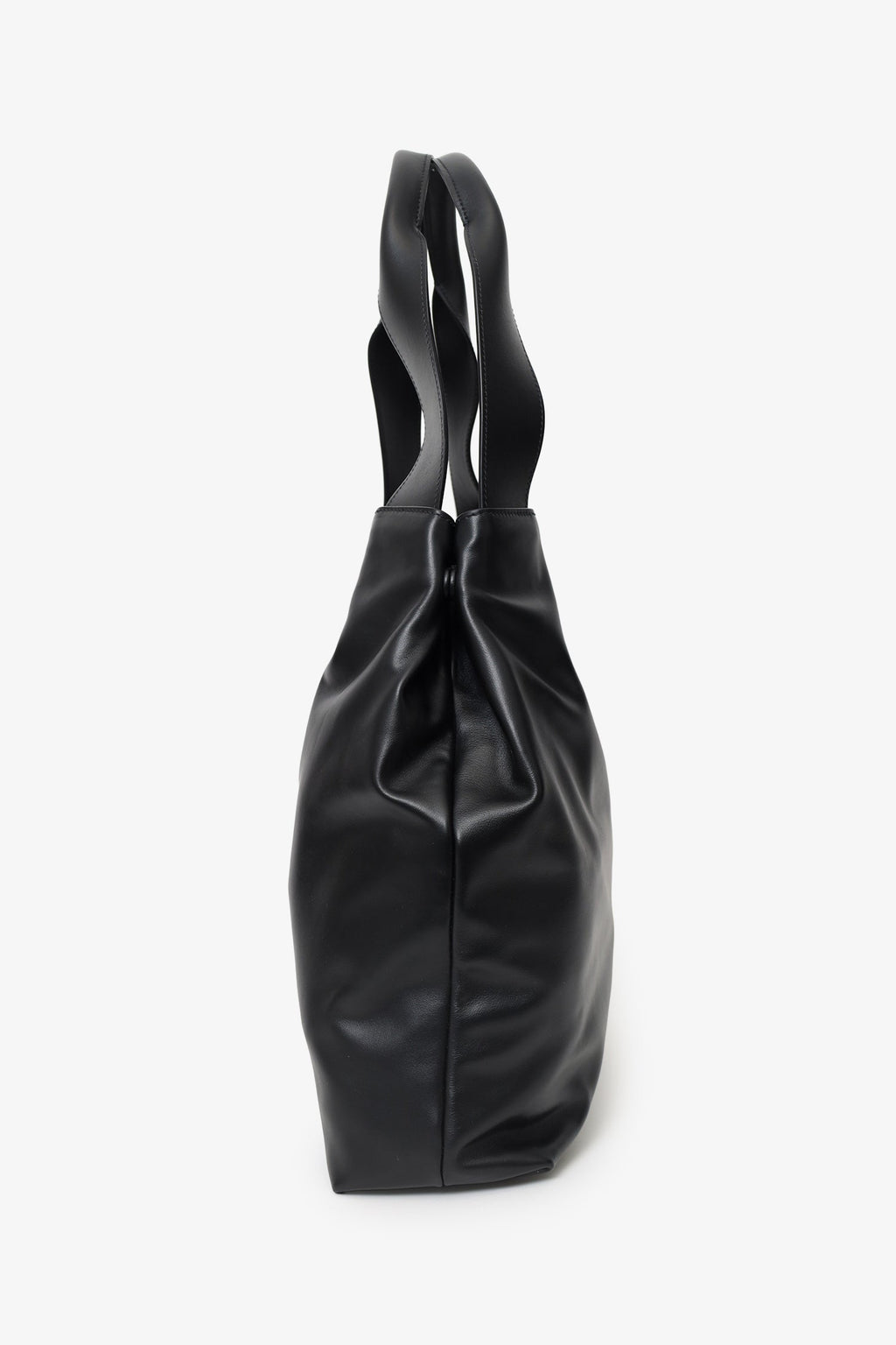 Miu Miu Black Leather Embossed-Logo Tote Bag