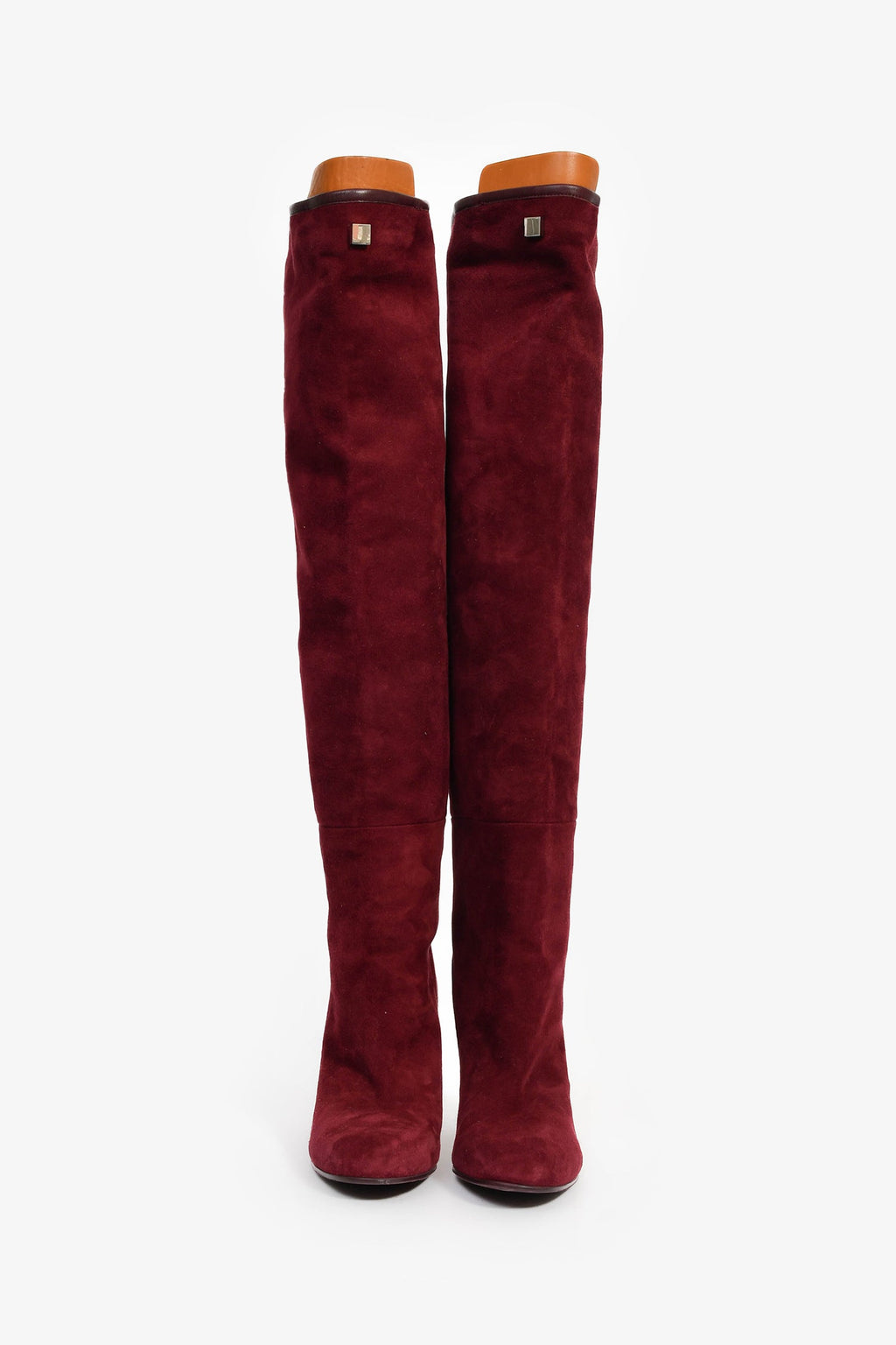 Stuart Weitzman Burgundy Suede Heeled Boots Size 5.5