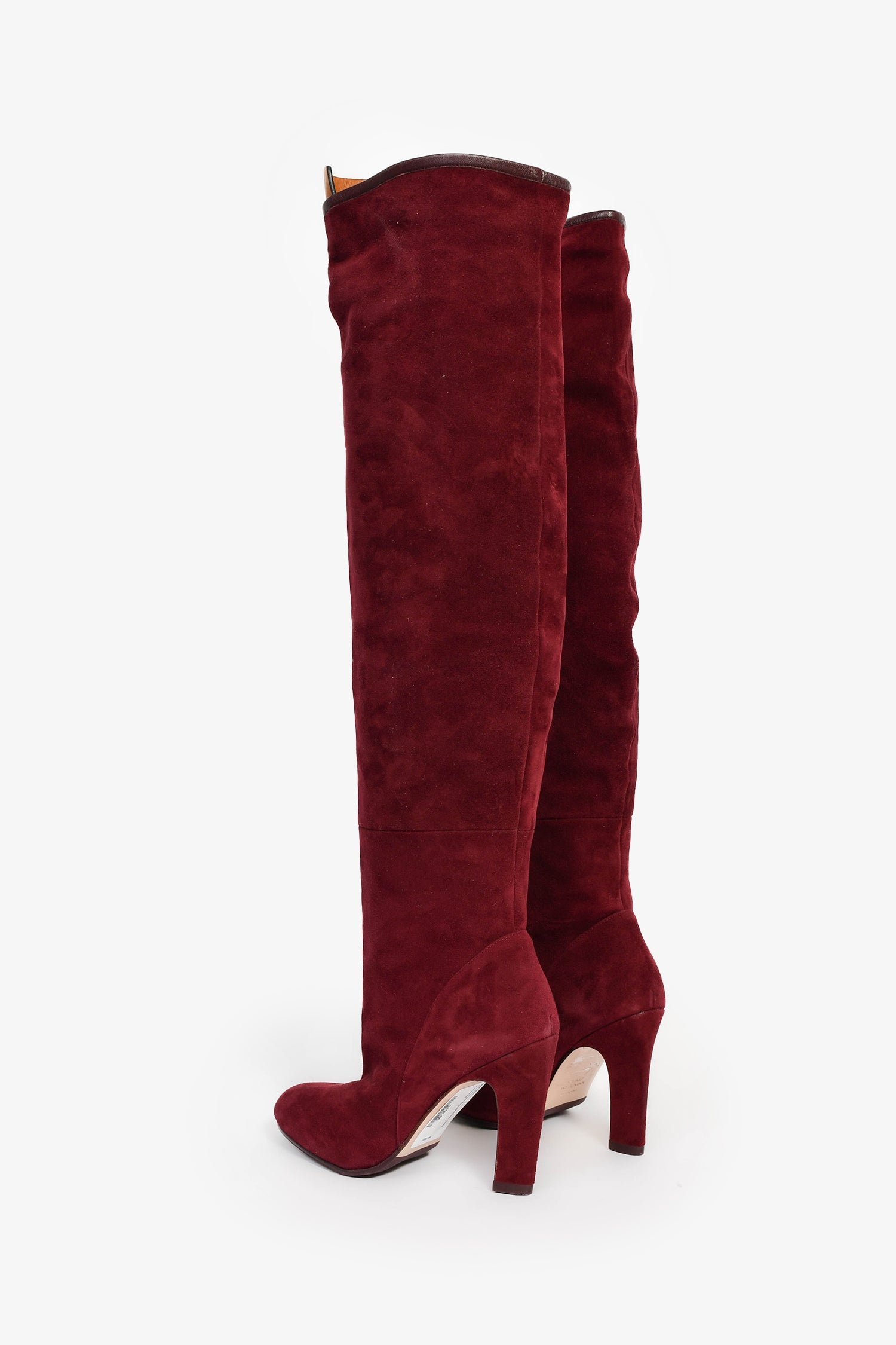 Stuart Weitzman Burgundy Suede Heeled Boots Size 5.5