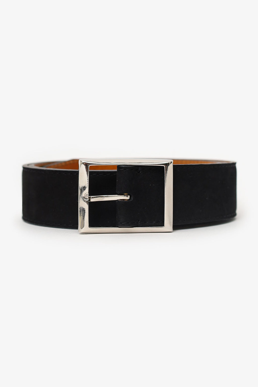 Berluti Black Suede Leather Waist Belt Size 95 Mens