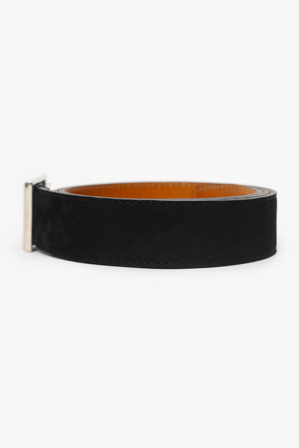 Berluti Black Suede Leather Waist Belt Size 95 Mens