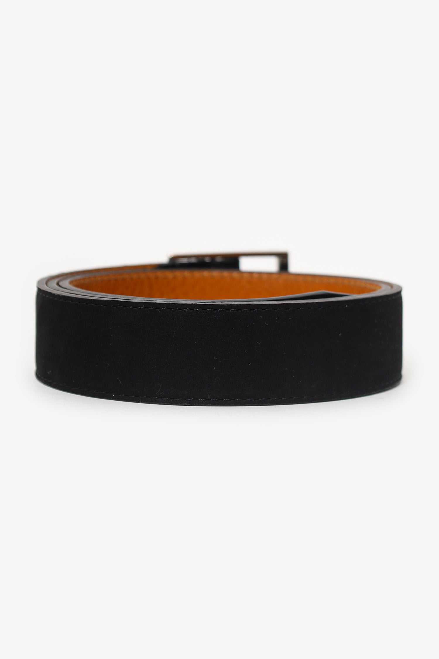 Berluti Black Suede Leather Waist Belt Size 95 Mens