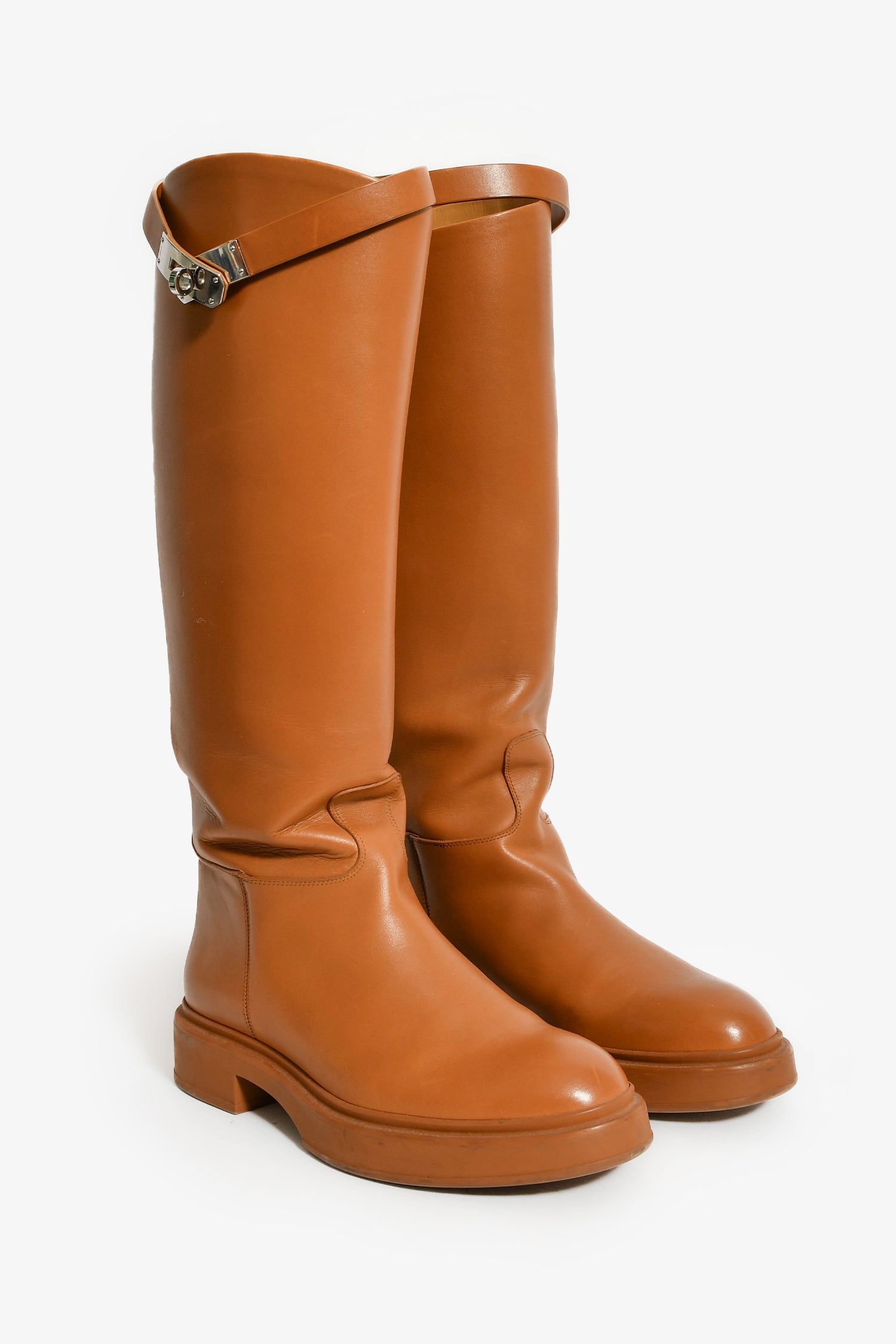 Hermès Brown Leather Kelly Riding Boots Size 37