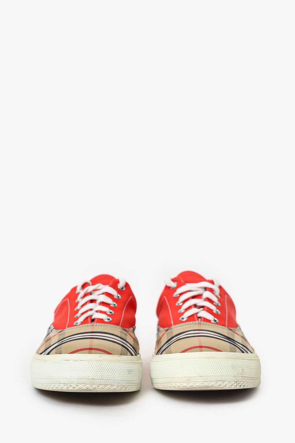 Burberry Red/Nova Check 'Skate' Low Top Shoes Size 45