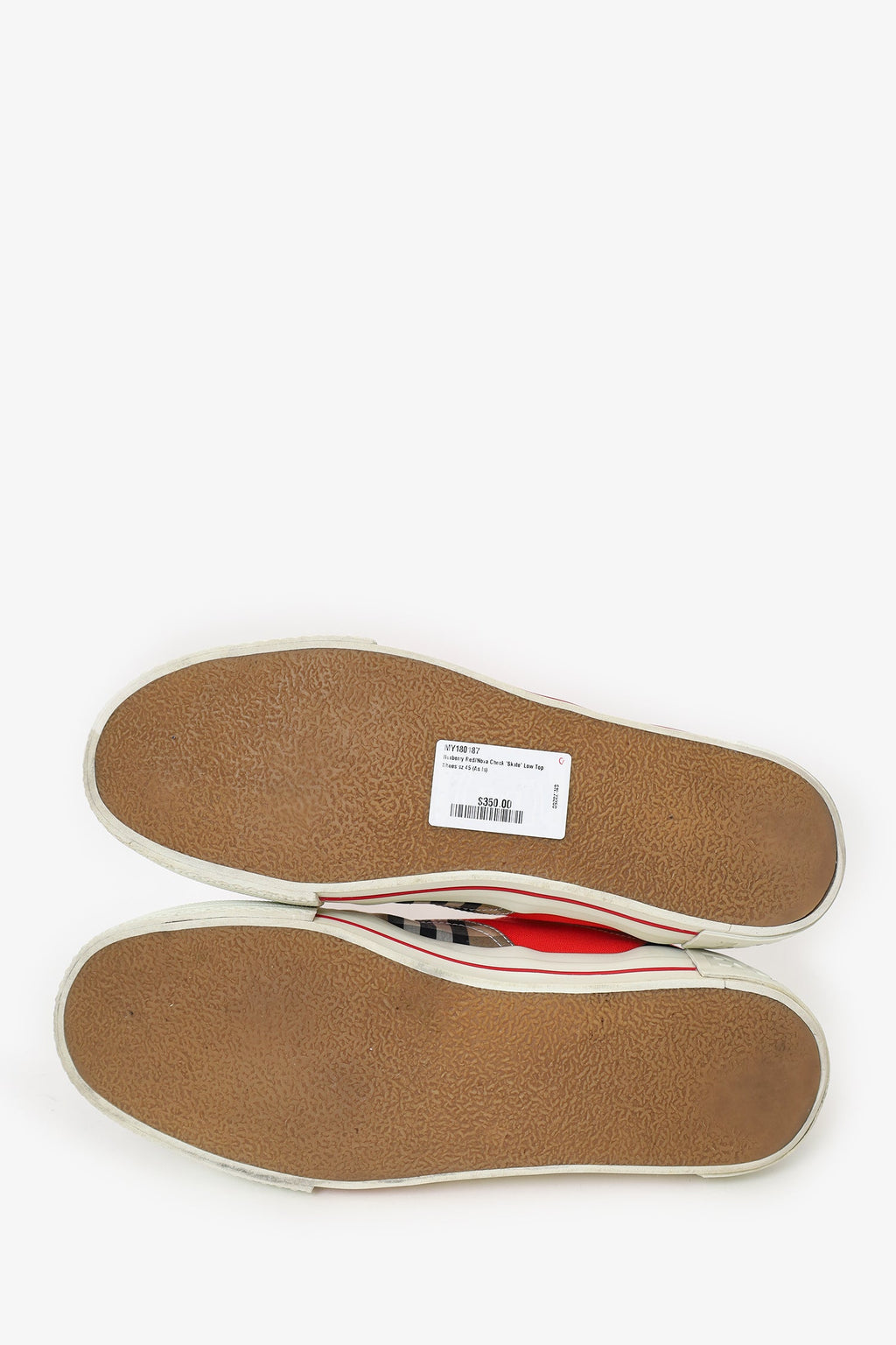 Burberry Red/Nova Check 'Skate' Low Top Shoes Size 45