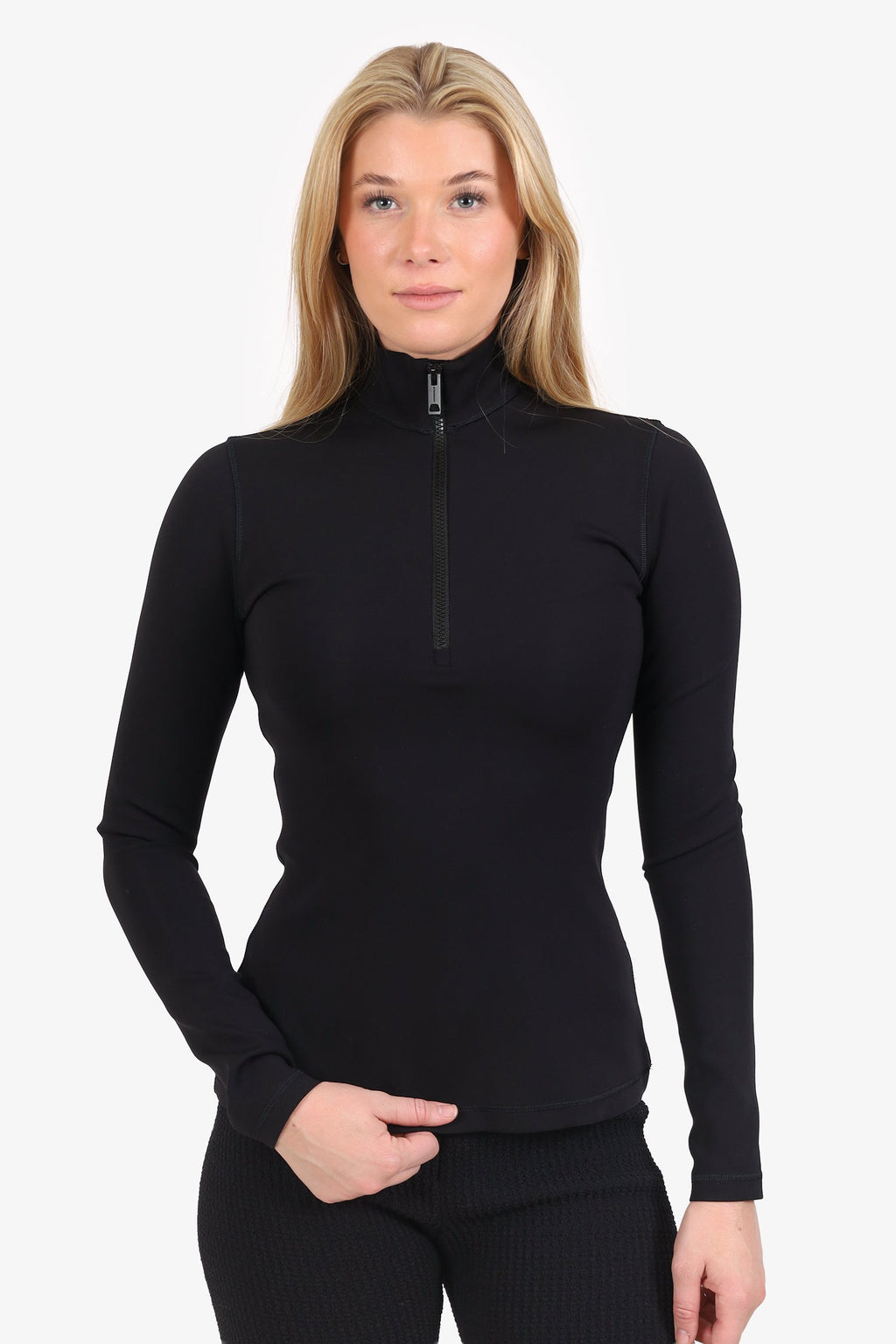 Burberry Black Half Zip Long Sleeve Sweater Black Size M