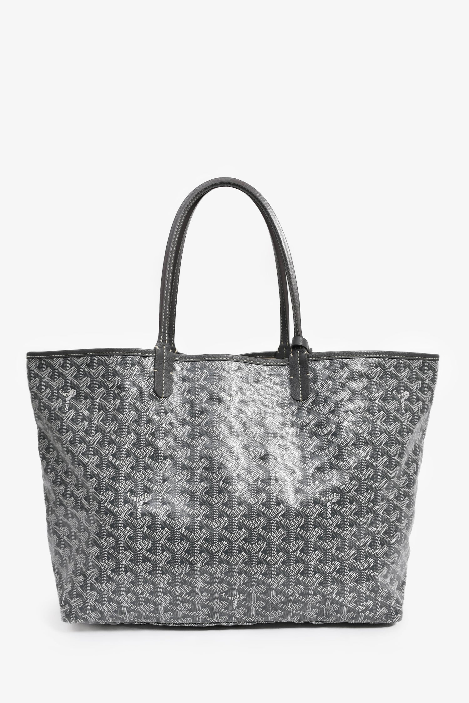 Goyard 2014 Grey Goyardine St. Louis PM Tote With Pouch