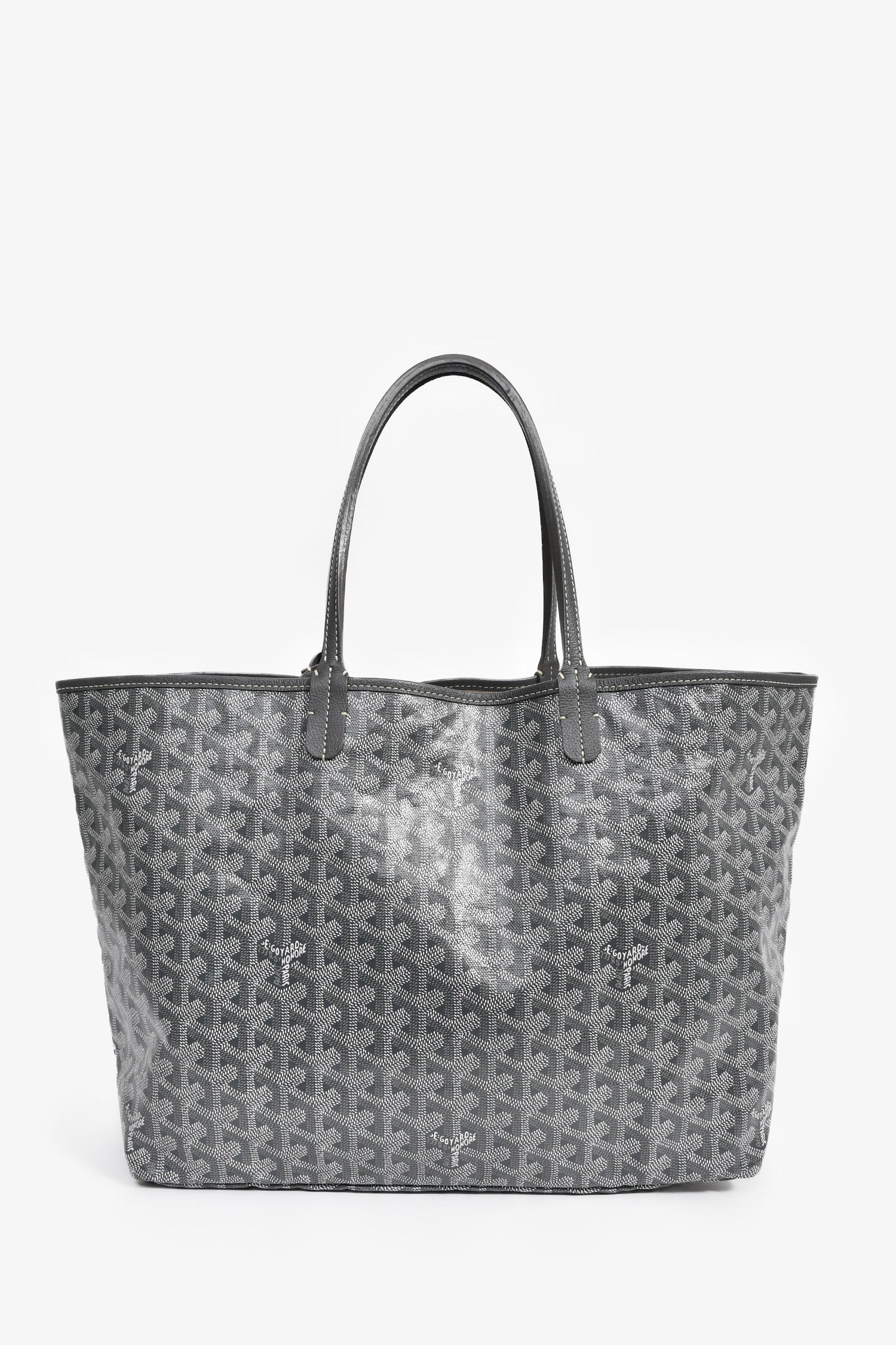 Goyard 2014 Grey Goyardine St. Louis PM Tote With Pouch