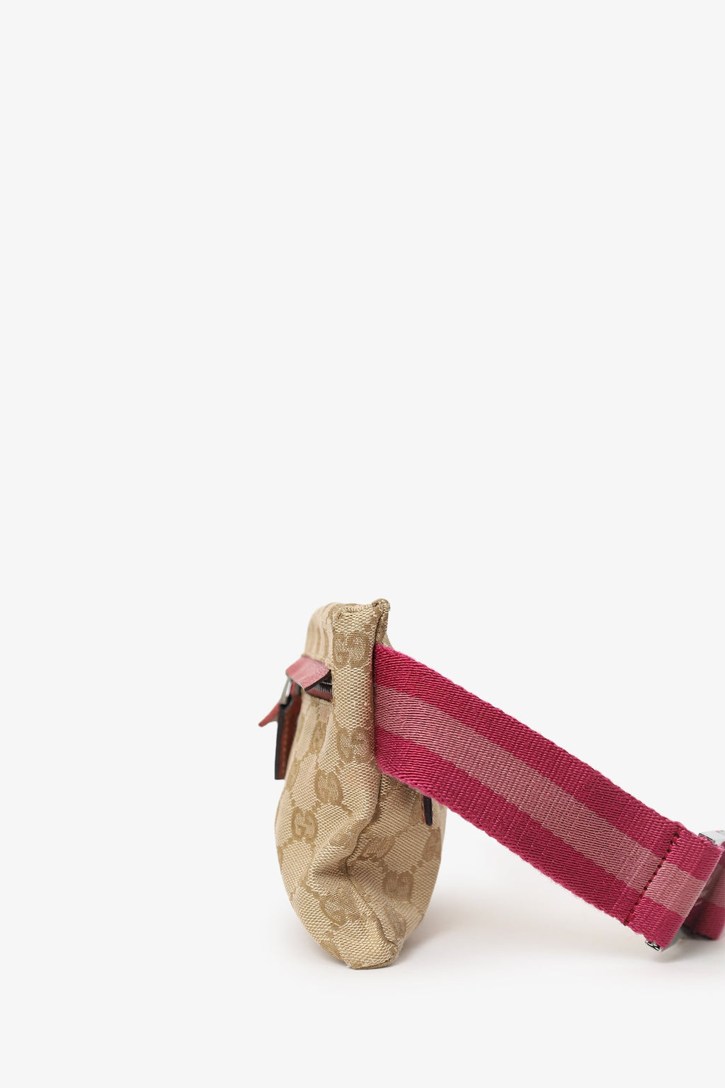 Gucci Brown/Pink GG Supreme Cavas Double Pocket Belt Bag