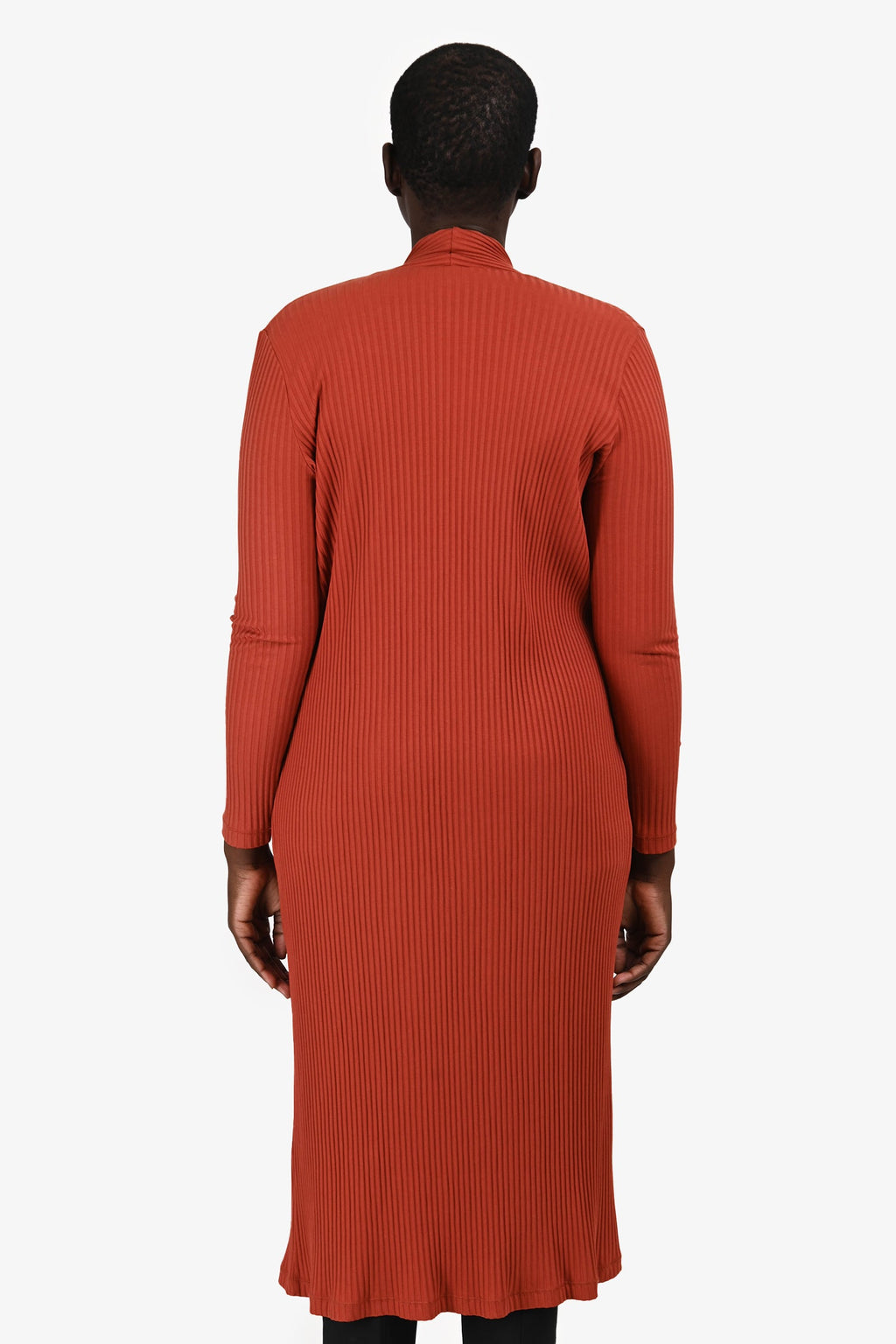 Maje Burnt Orange Cotton Ribbed Long Sleeve Long igan Size 1