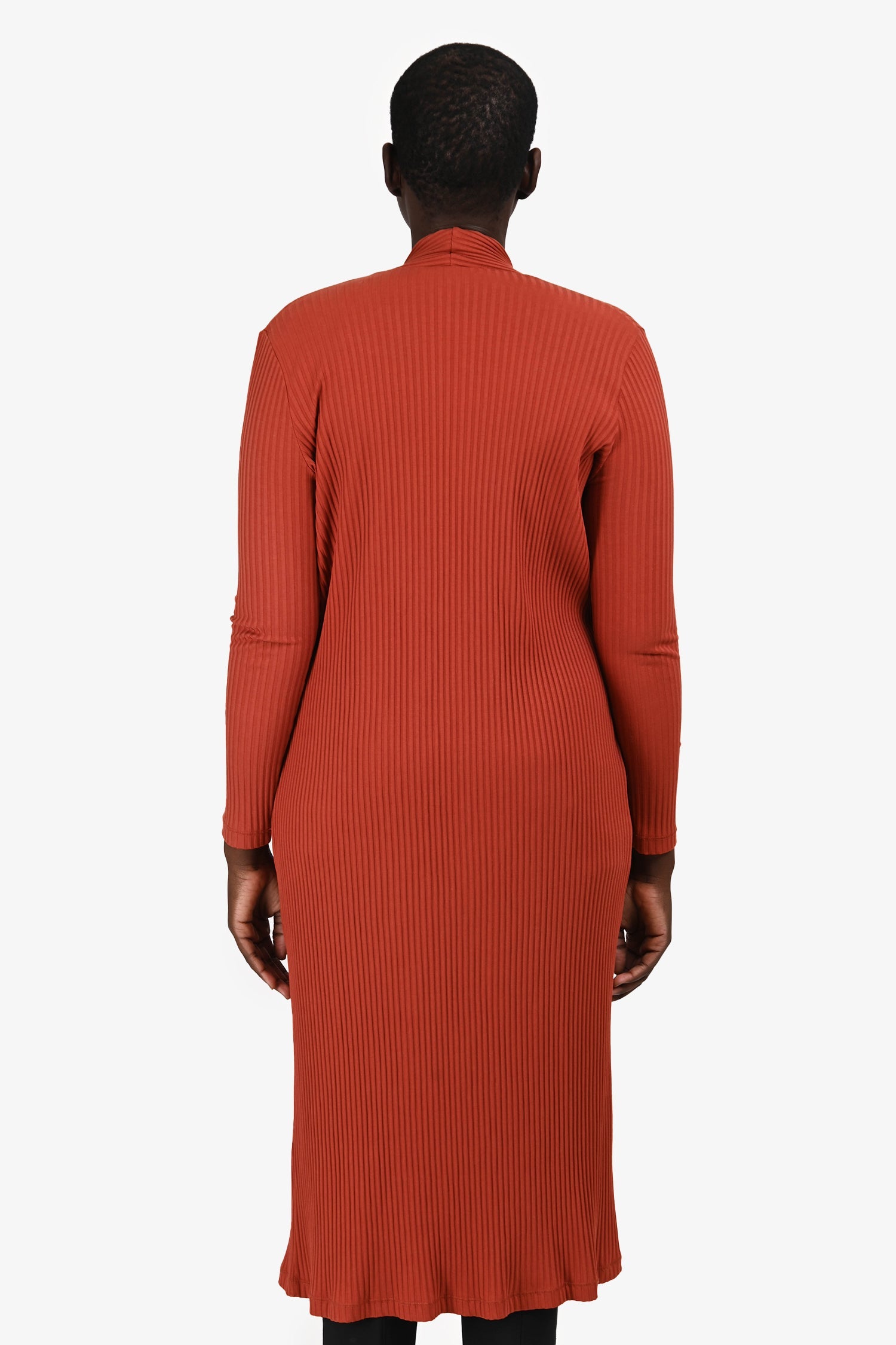 Maje Burnt Orange Cotton Ribbed Long Sleeve Long igan Size 1