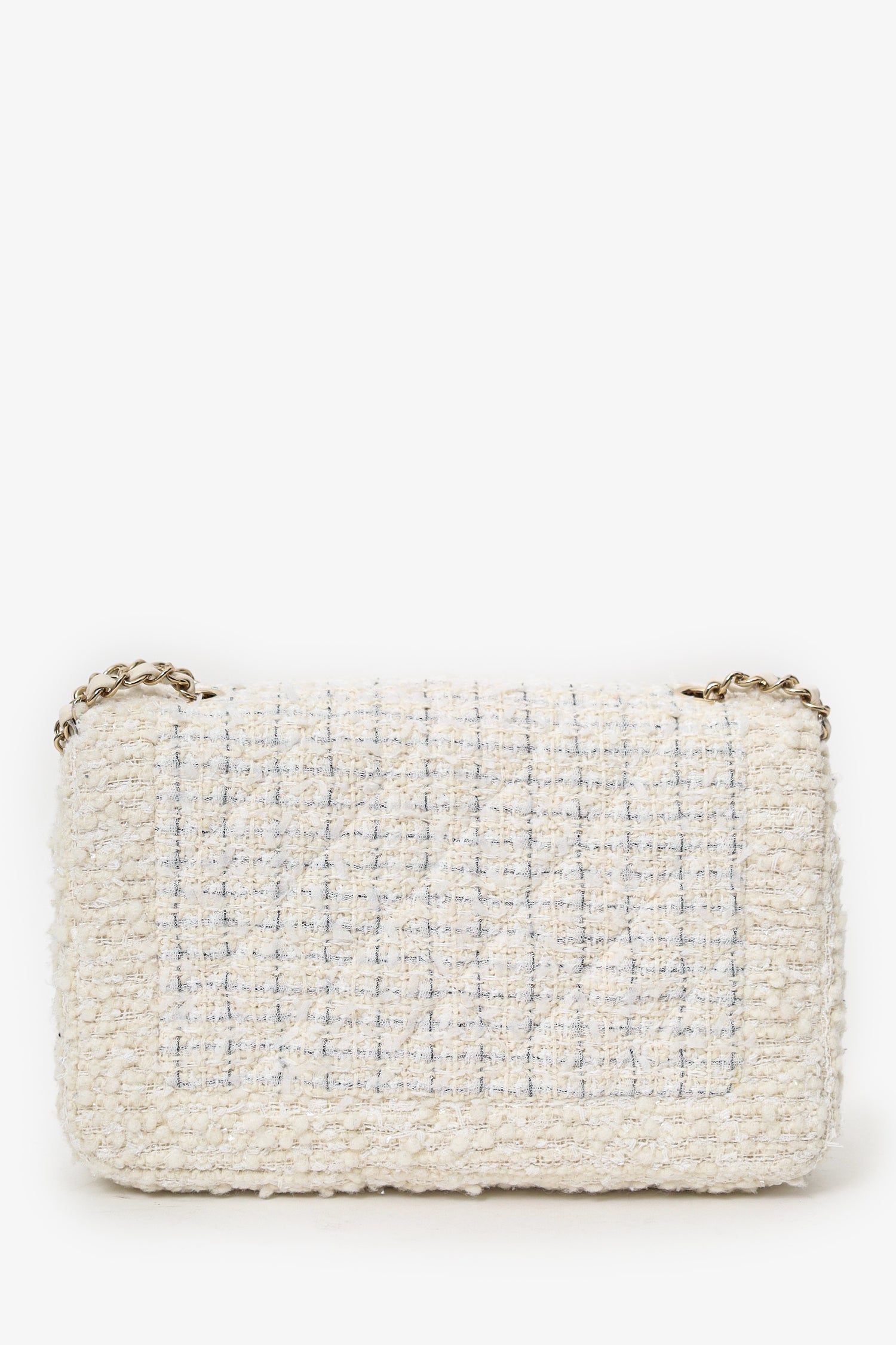Pre-Loved Chanel™ White Medium Tweed Bag